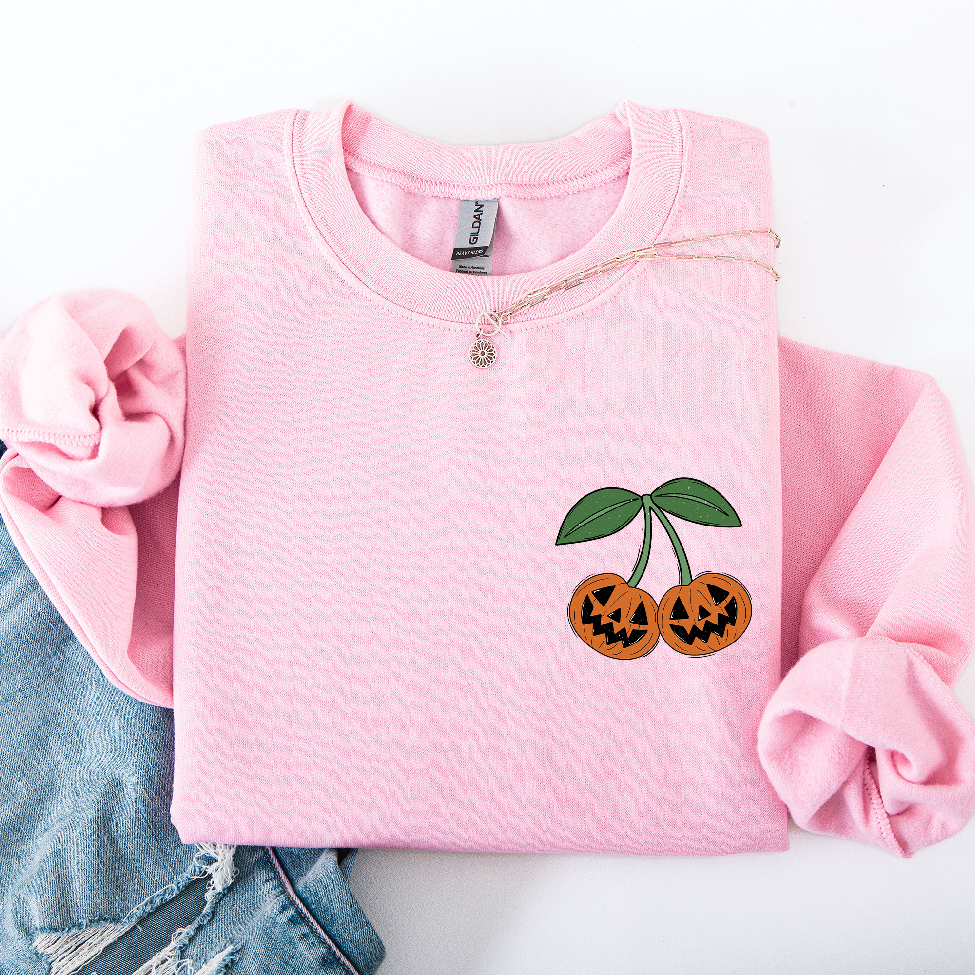 Jack O Lantern Cherry Halloween Vintage Retro Cozy Autumn Night In Graphic Sweatshirt