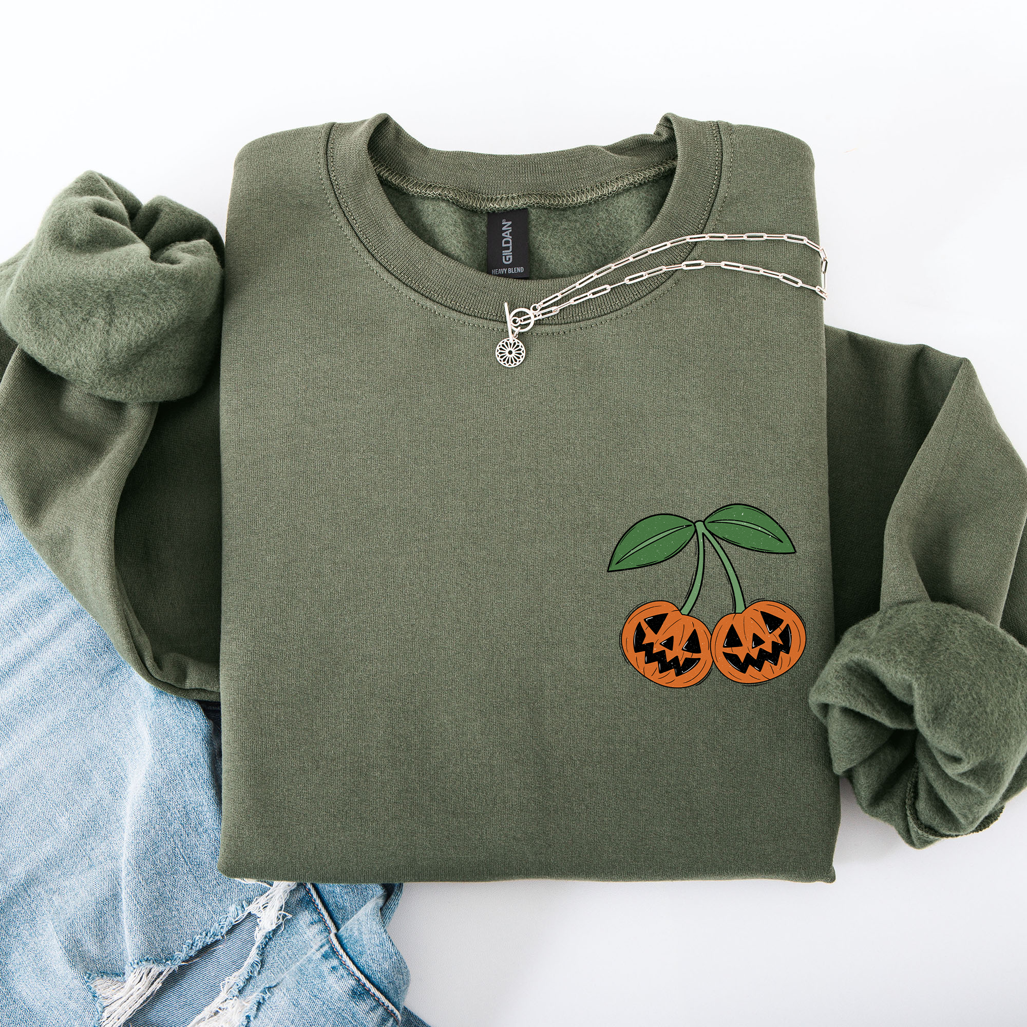 Jack O Lantern Cherry Halloween Vintage Retro Cozy Autumn Night In Graphic Sweatshirt