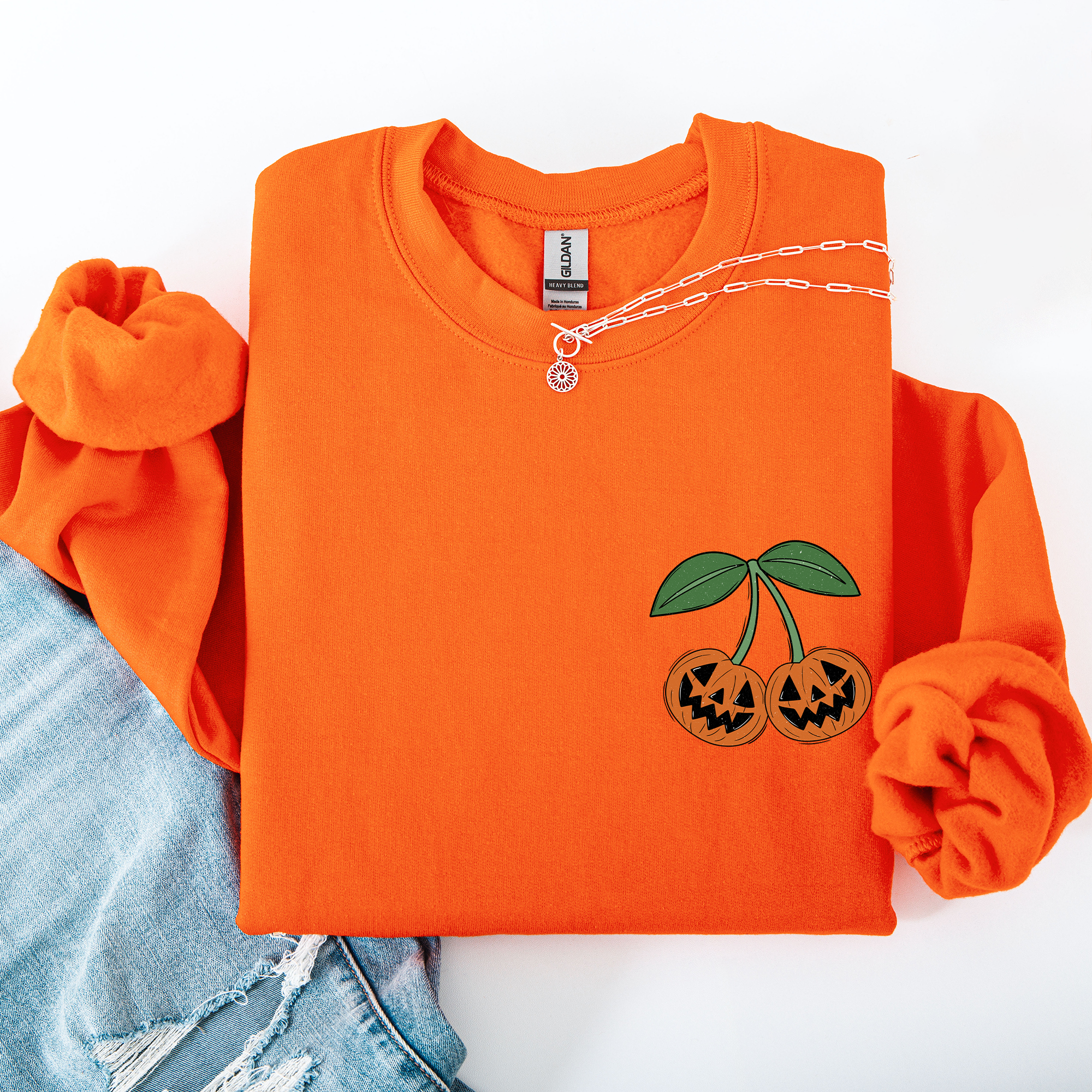 Jack O Lantern Cherry Halloween Vintage Retro Cozy Autumn Night In Graphic Sweatshirt