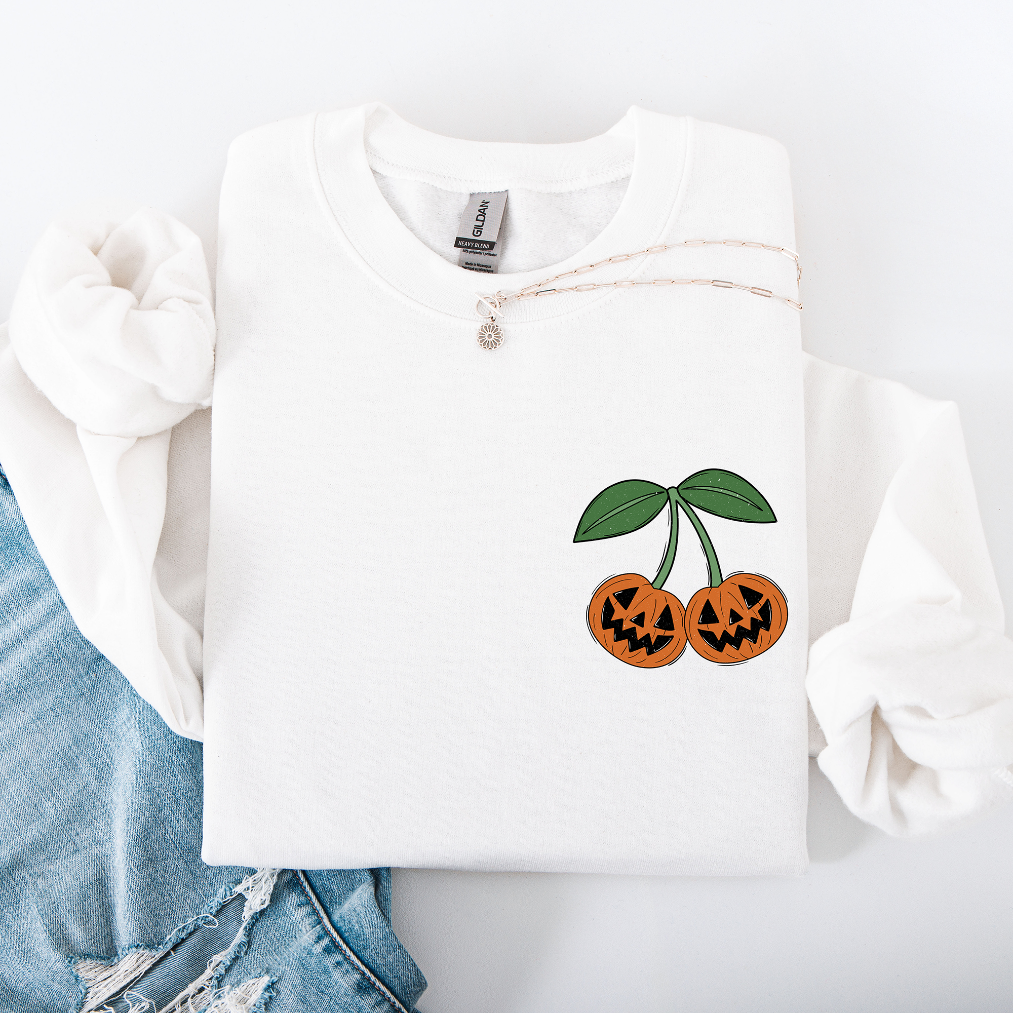 Jack O Lantern Cherry Halloween Vintage Retro Cozy Autumn Night In Graphic Sweatshirt