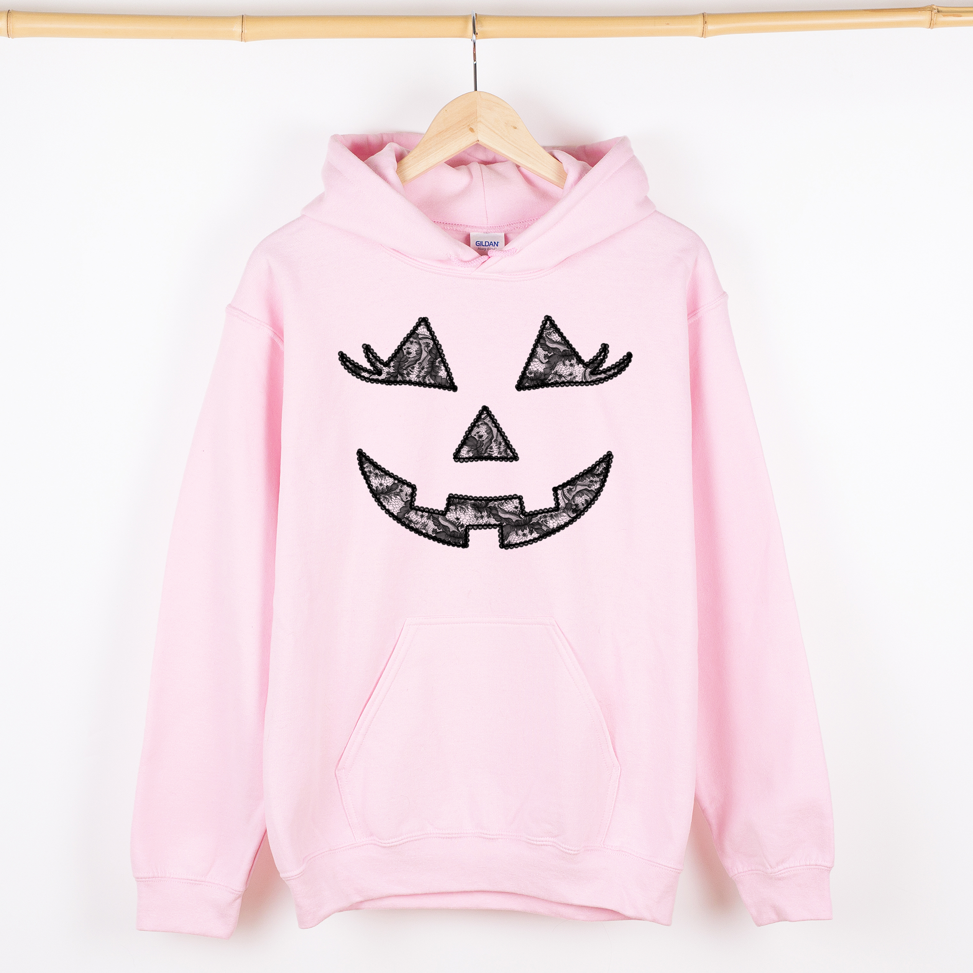 Jack-O-Lantern Coquette Faux Lace Halloween Velvet Victorian Gothic Hooded Sweatshirt