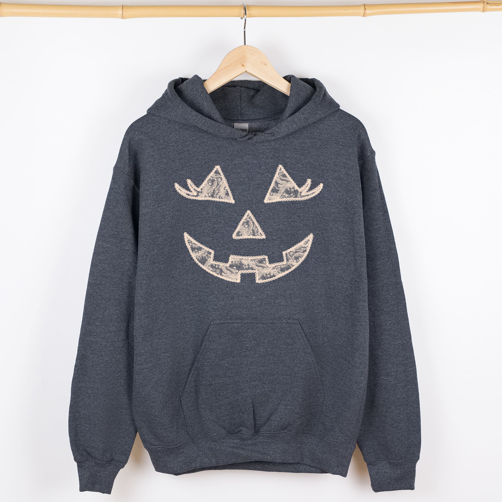 Jack-O-Lantern Coquette Faux Lace Halloween Velvet Victorian Gothic Hooded Sweatshirt