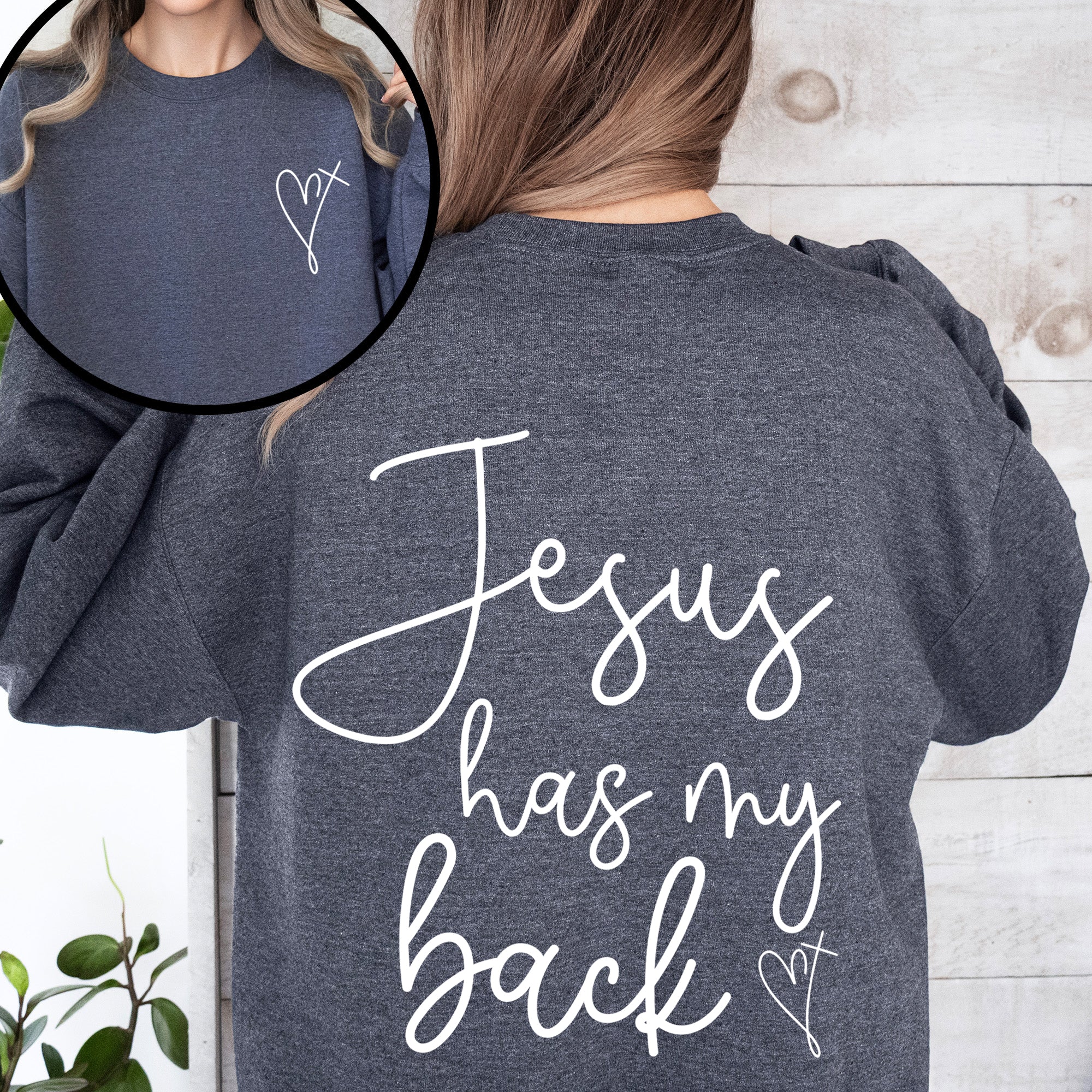 Jesus Has My Back Religious Christian Bible Faith Statement Sweatshirt For Believers