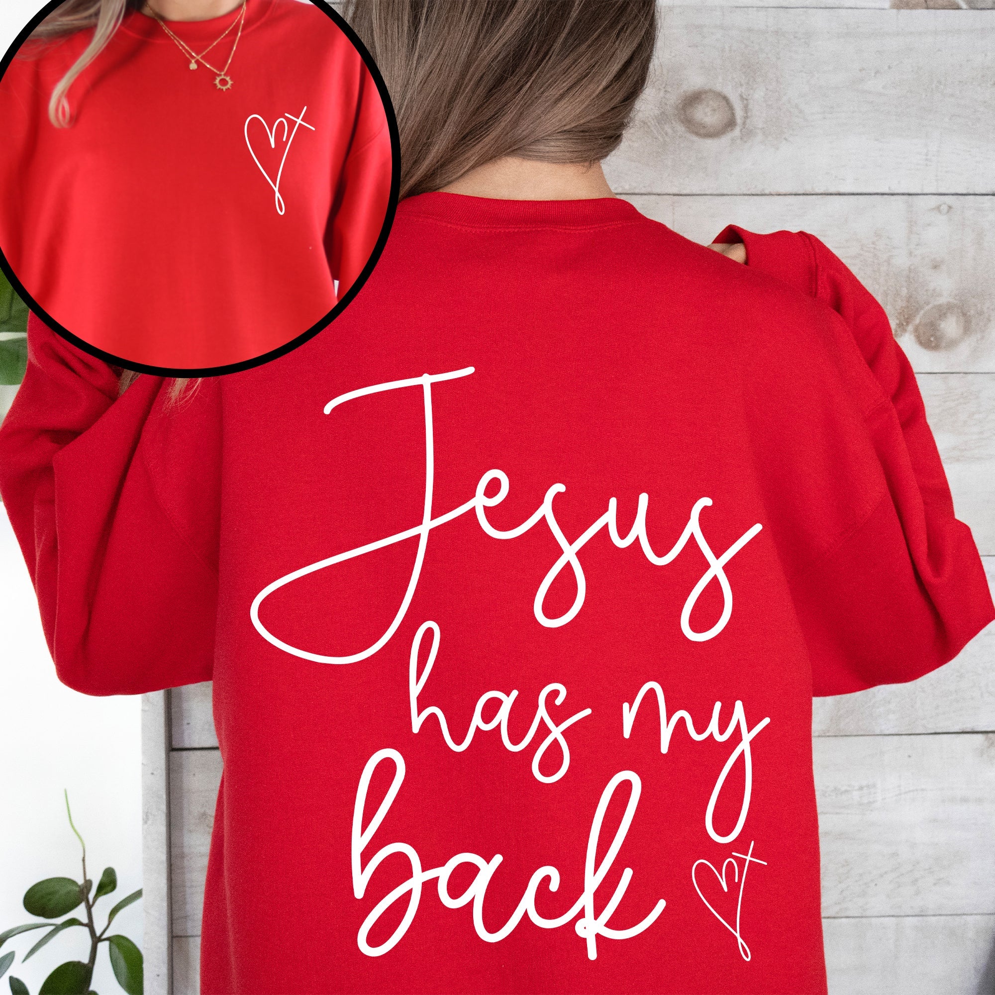 Jesus Has My Back Religious Christian Bible Faith Statement Sweatshirt For Believers