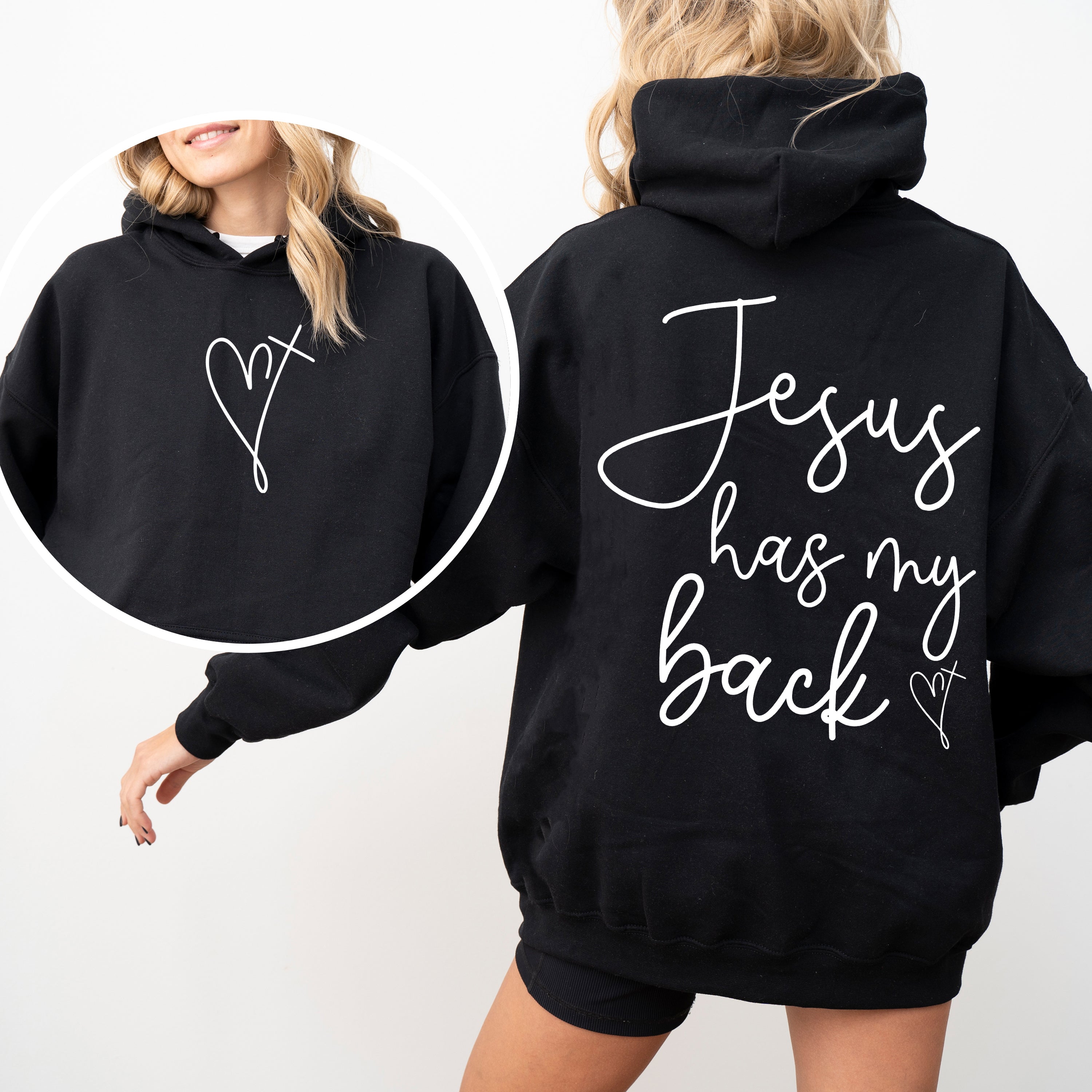 Jesus Has My Back Bible Verse Faith Prayer Encouragement For Christians Strength And Hope Daily Living Hoodie