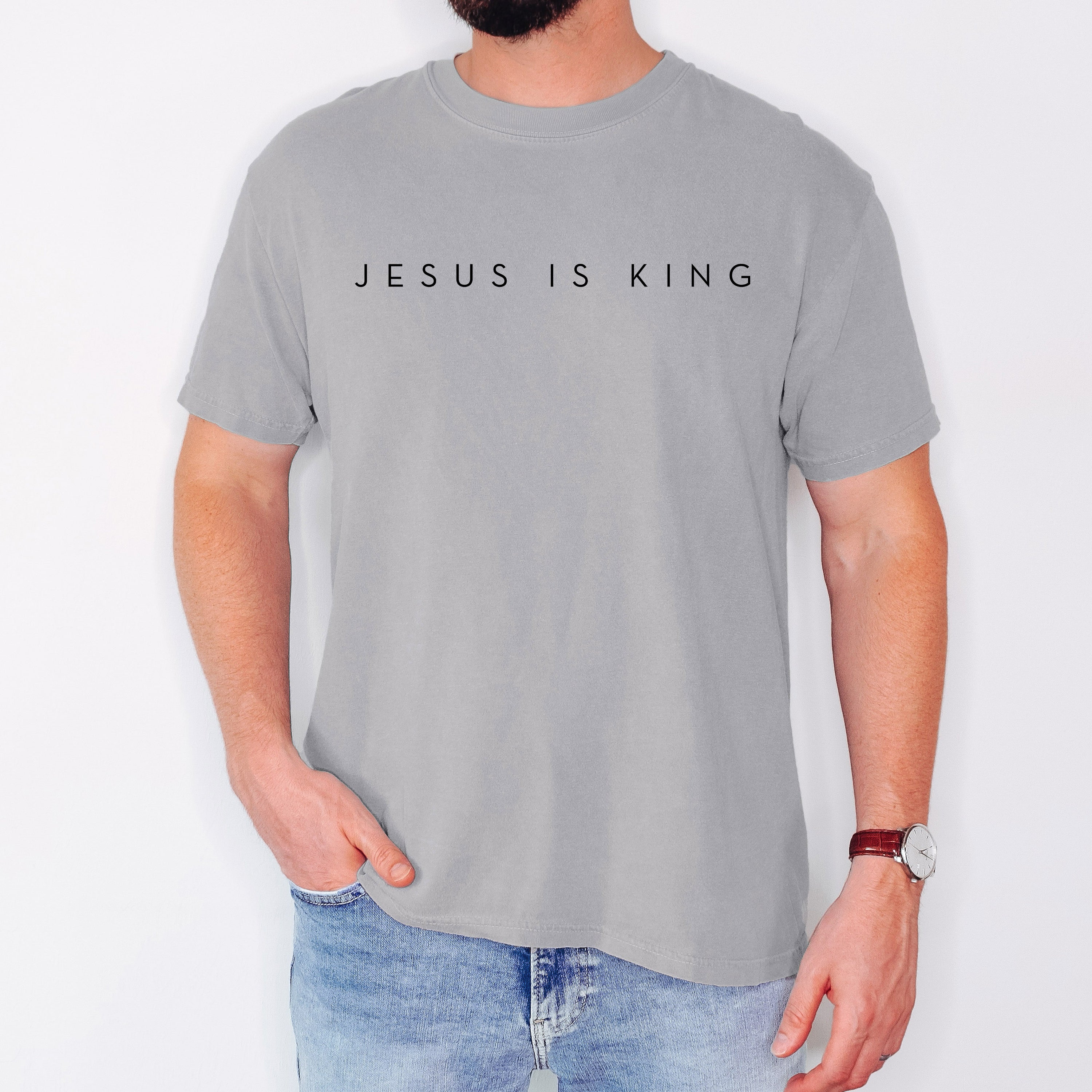 Jesus Is King Minimalist Gospel Christian Faith Religious Vintage Inspired Comfort Colors Tee