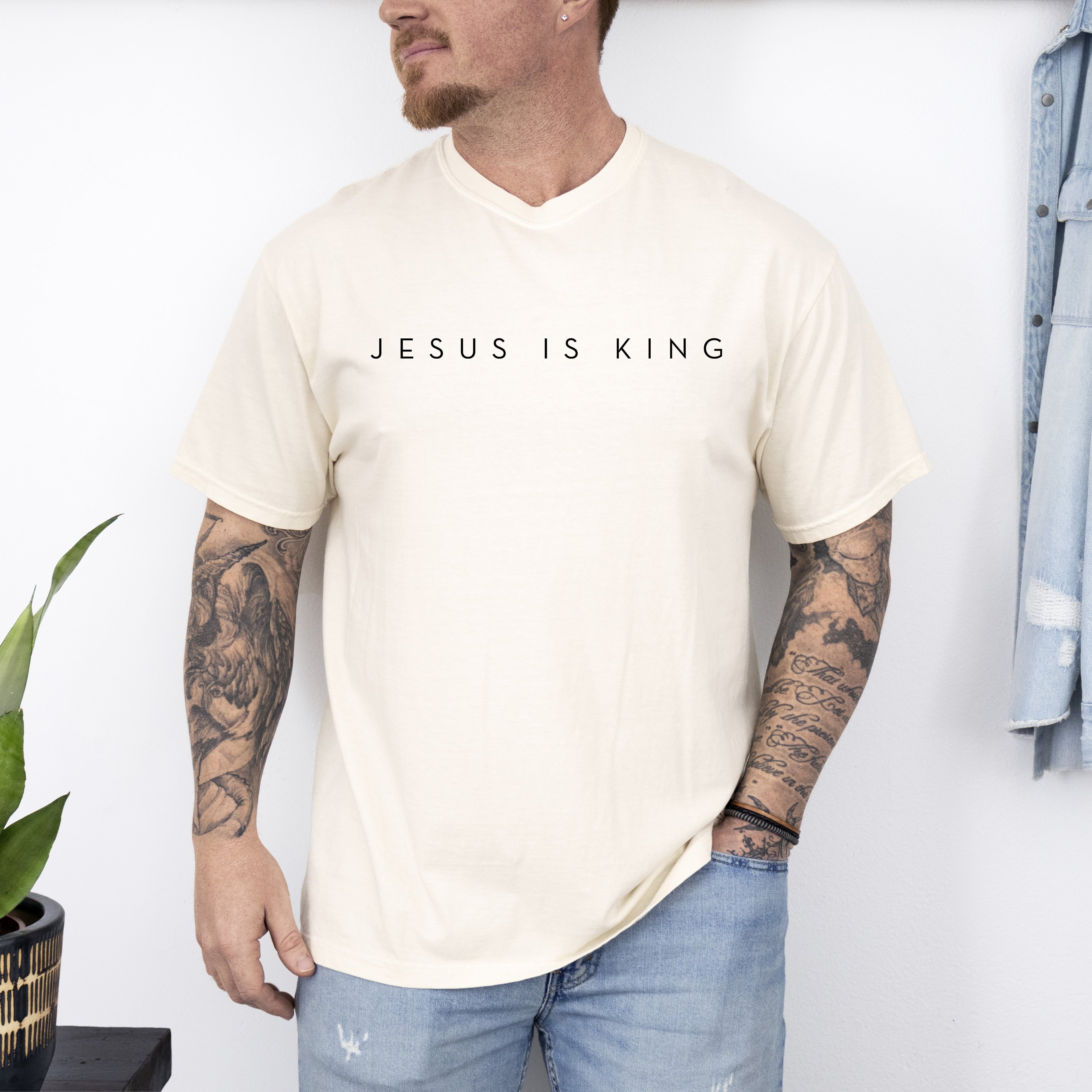 Jesus Is King Minimalist Gospel Christian Faith Religious Vintage Inspired Comfort Colors Tee