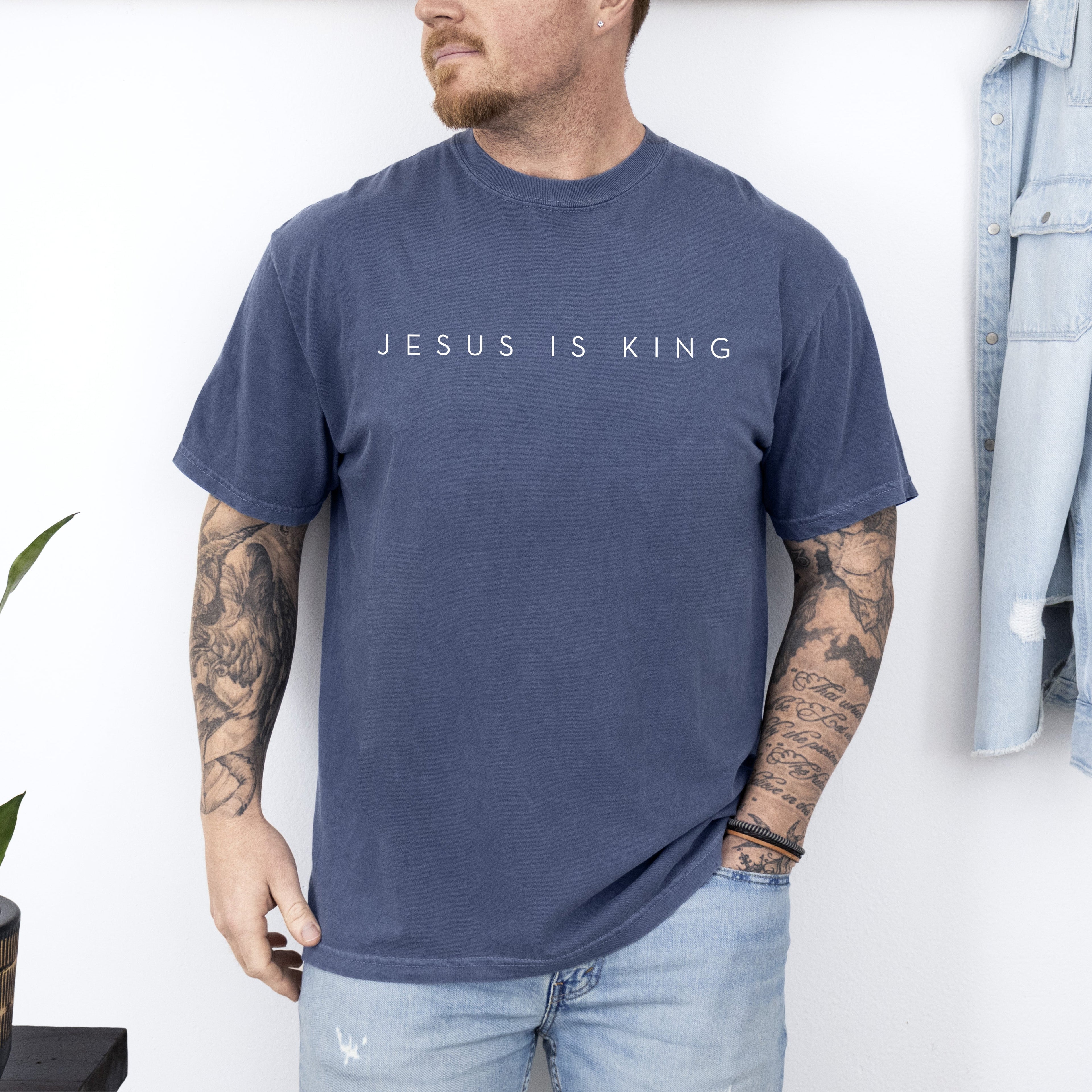 Jesus Is King Minimalist Gospel Christian Faith Religious Vintage Inspired Comfort Colors Tee