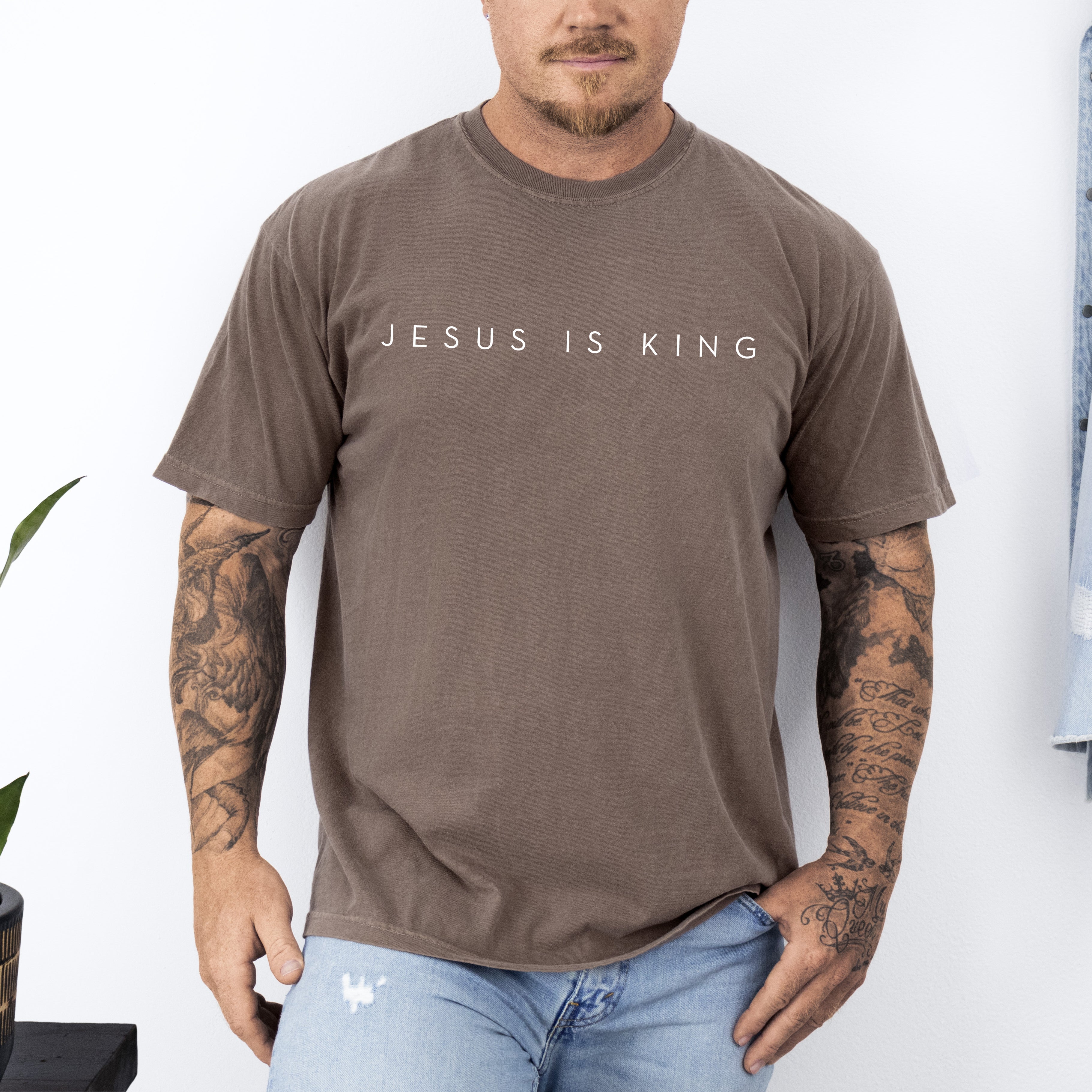 Jesus Is King Minimalist Gospel Christian Faith Religious Vintage Inspired Comfort Colors Tee