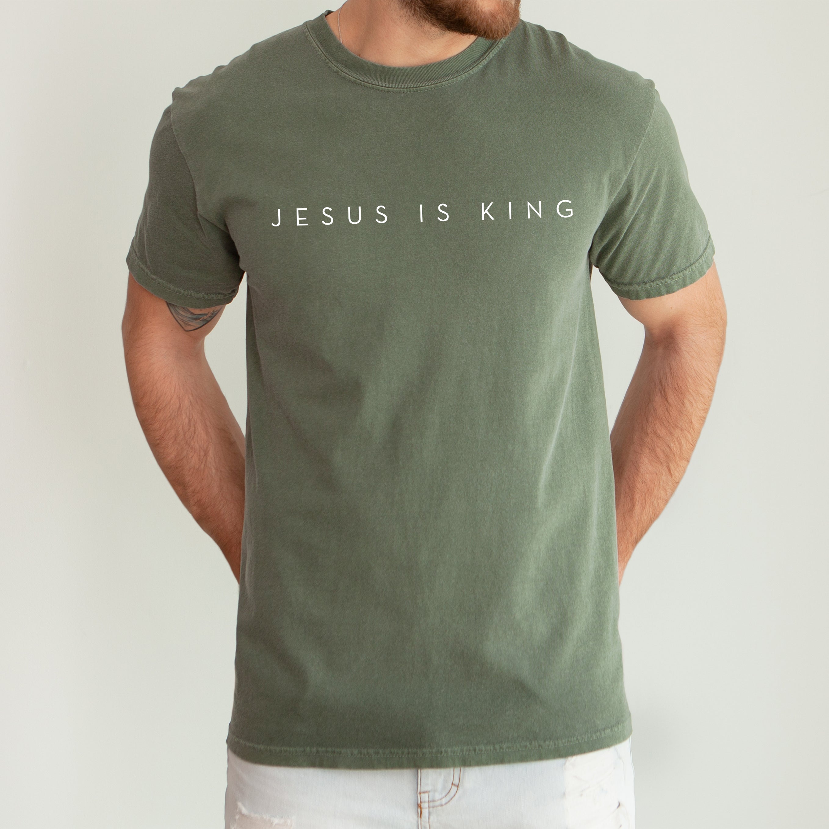 Jesus Is King Minimalist Gospel Christian Faith Religious Vintage Inspired Comfort Colors Tee