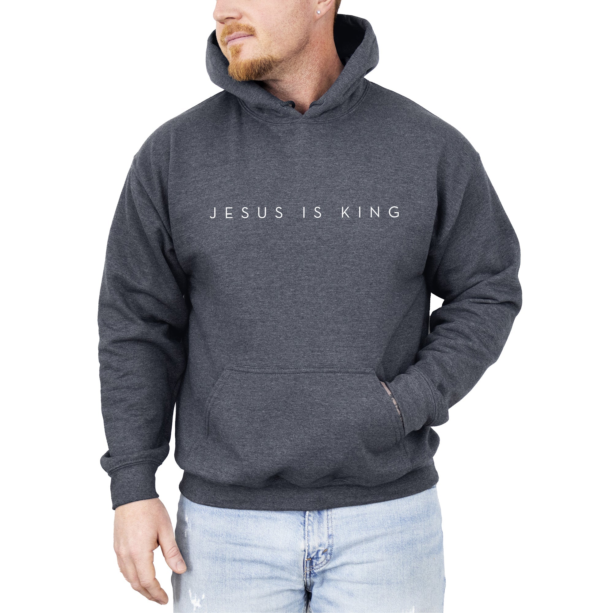 Jesus Is King Minimalist Religious Faith Gospel Christian Statement Of Faith Hoodie