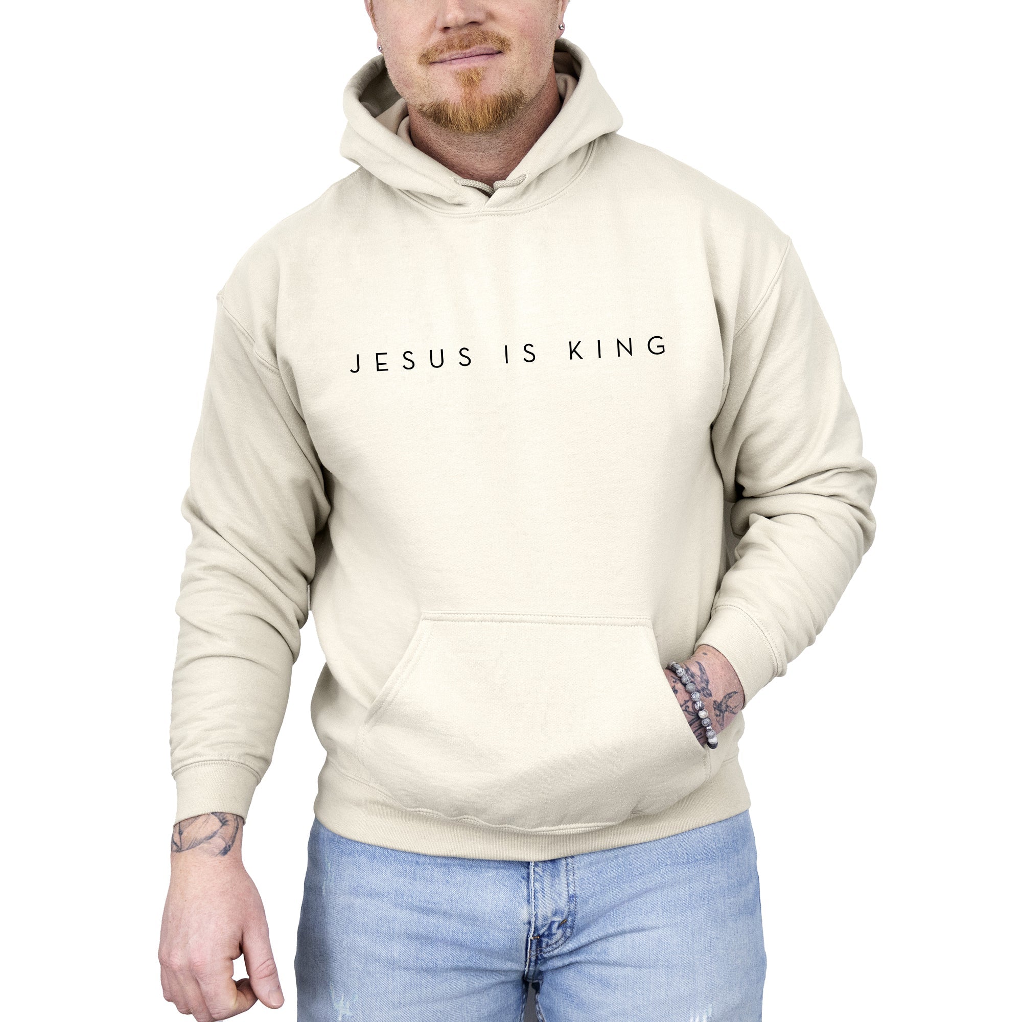 Jesus Is King Minimalist Religious Faith Gospel Christian Statement Of Faith Hoodie