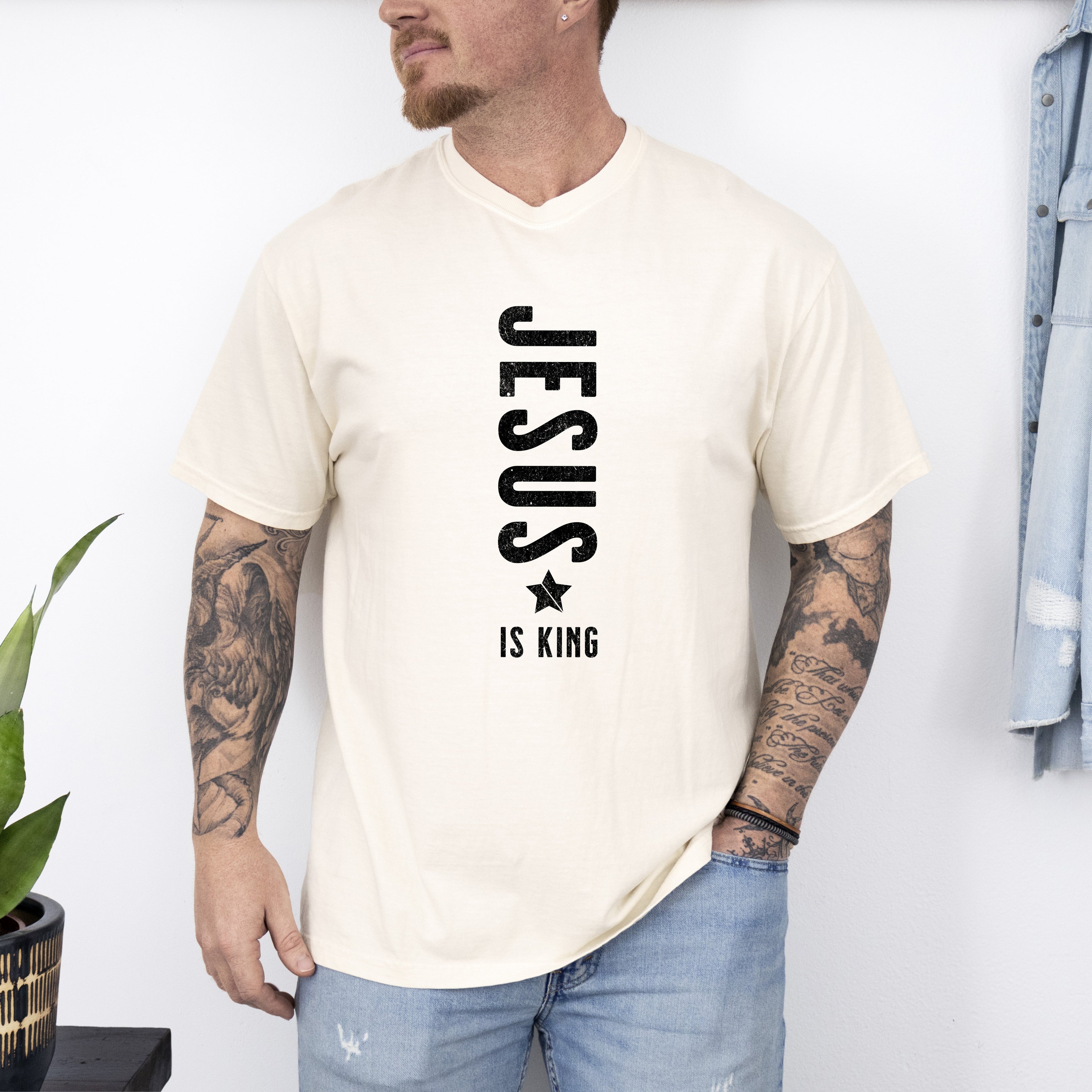 Jesus Is King Religious Gospel Christian Faith Statement Heritage Edition Comfort Colors Tee