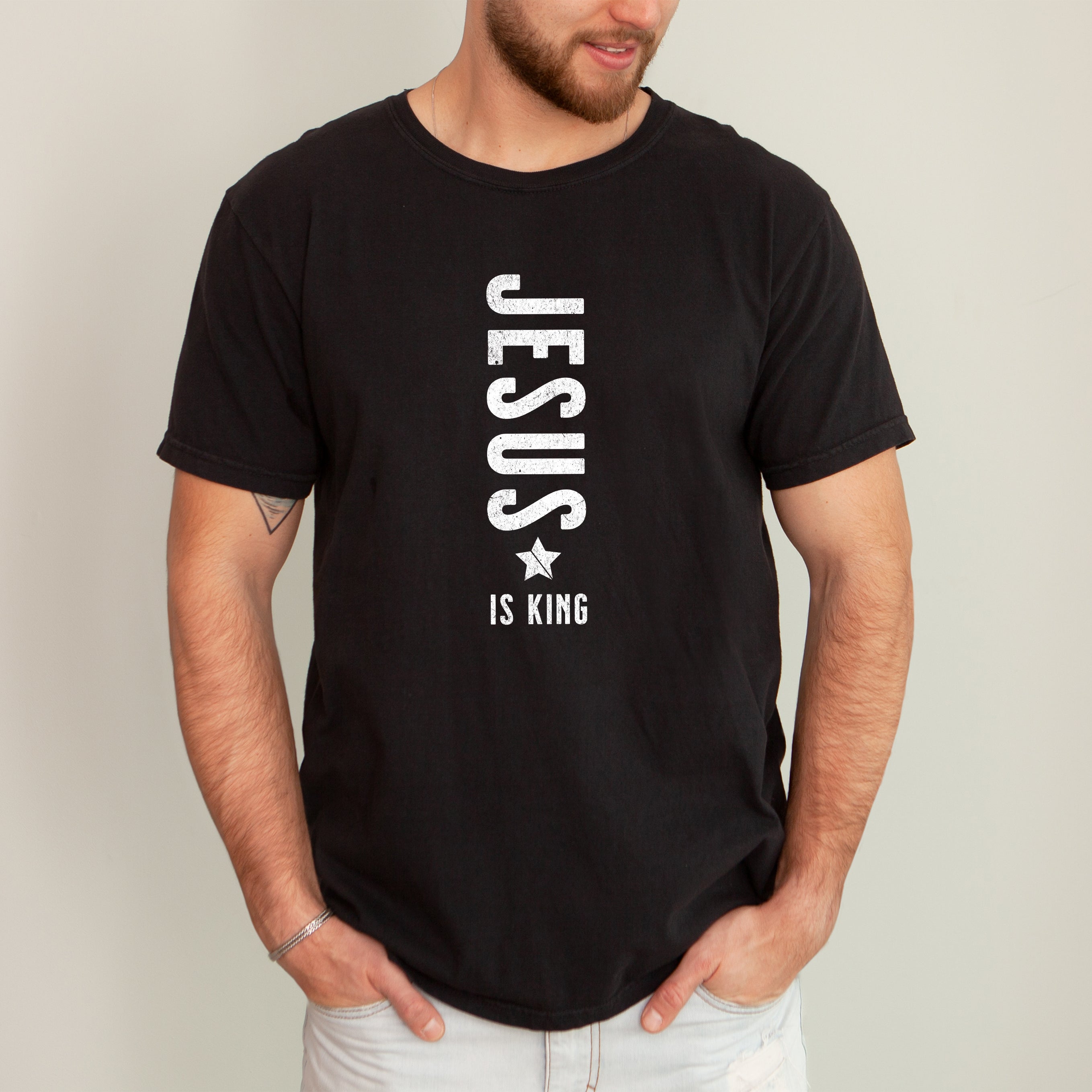 Jesus Is King Religious Gospel Christian Faith Statement Heritage Edition Comfort Colors Tee