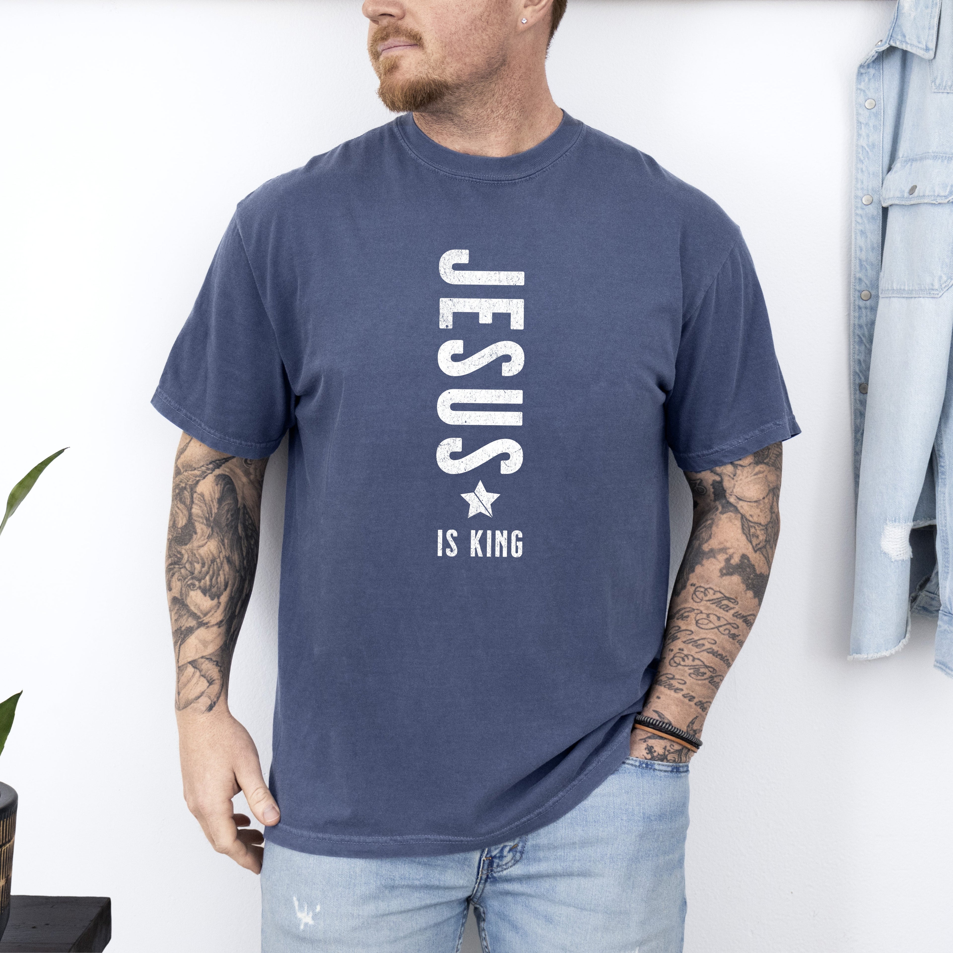 Jesus Is King Religious Gospel Christian Faith Statement Heritage Edition Comfort Colors Tee