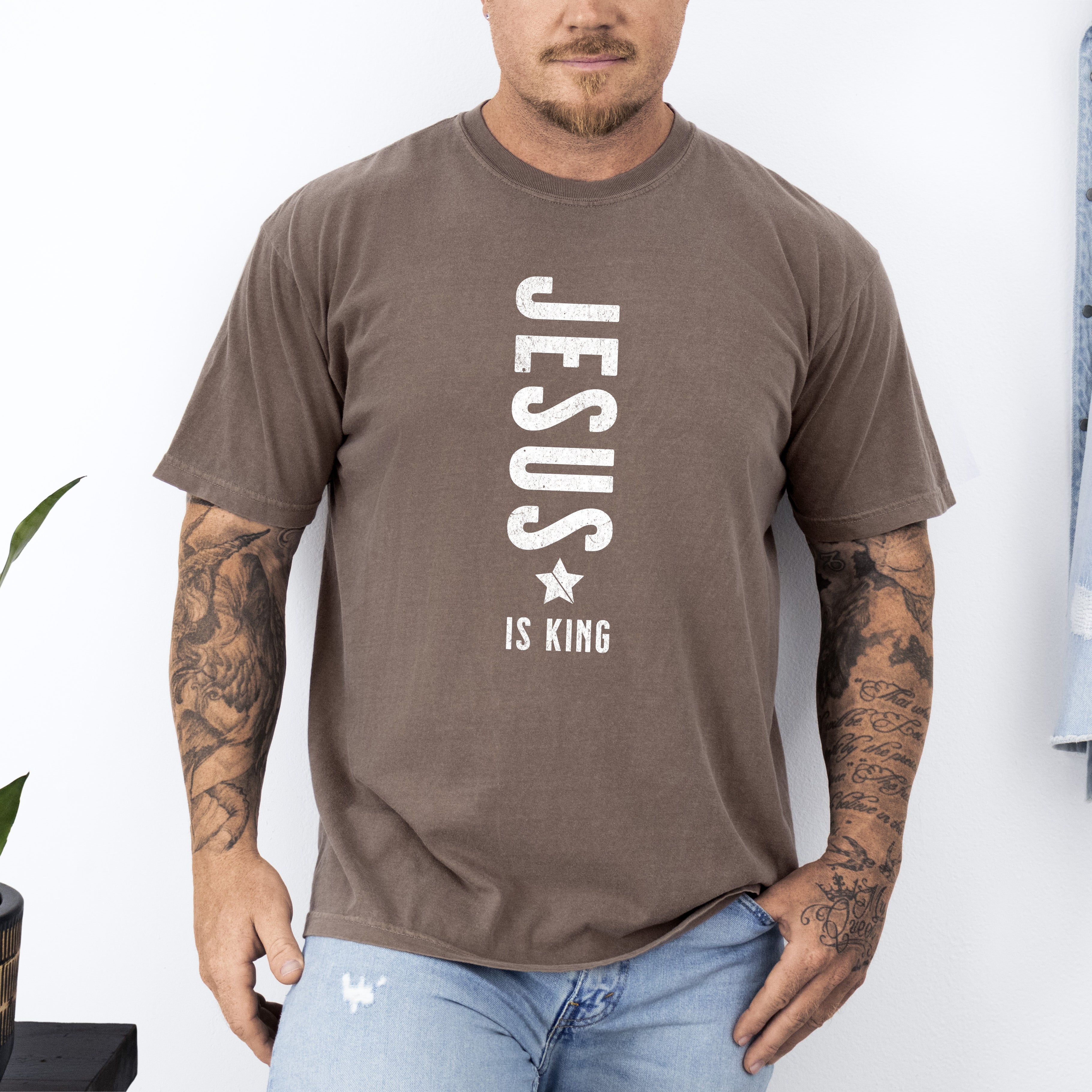 Jesus Is King Religious Gospel Christian Faith Statement Heritage Edition Comfort Colors Tee