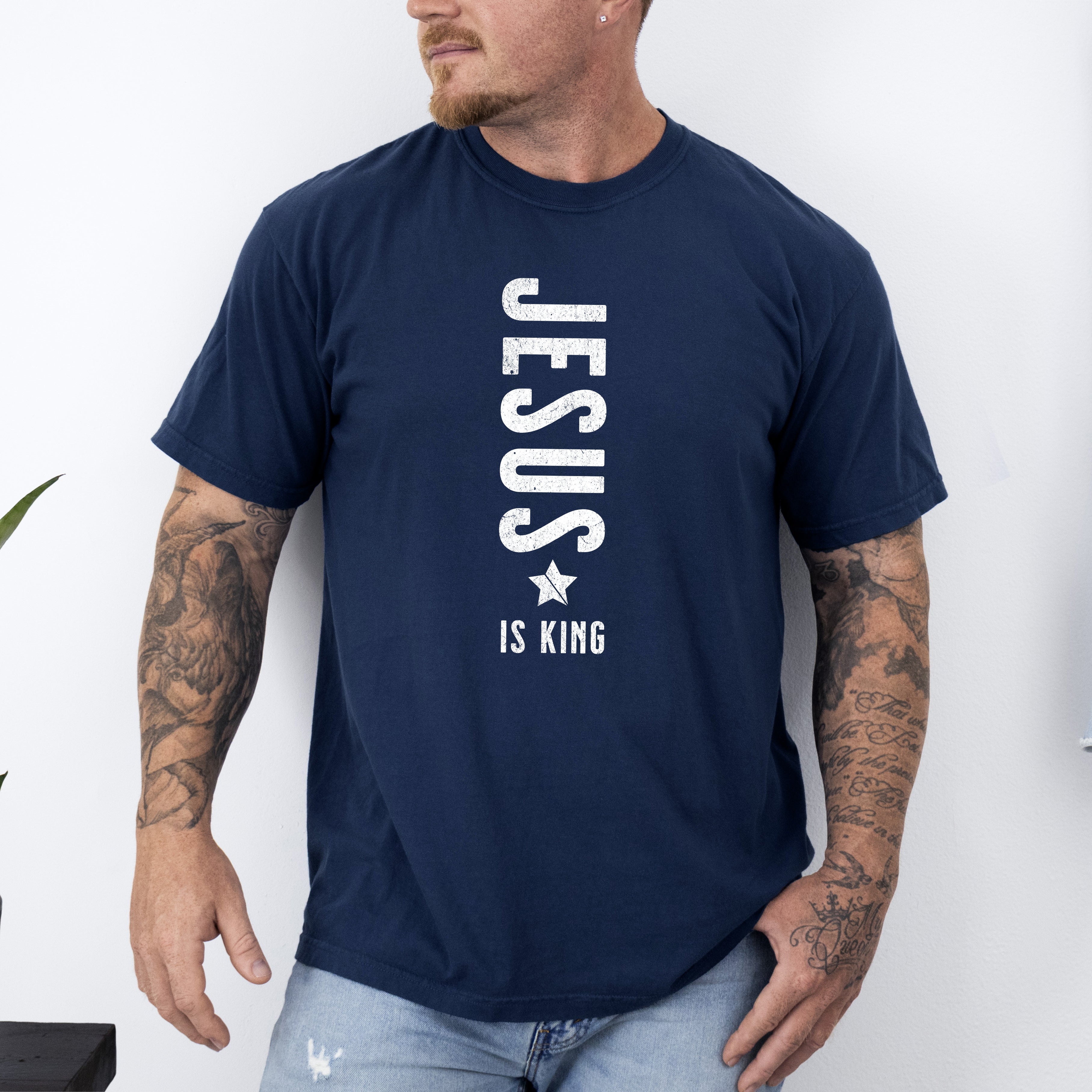 Jesus Is King Religious Gospel Christian Faith Statement Heritage Edition Comfort Colors Tee