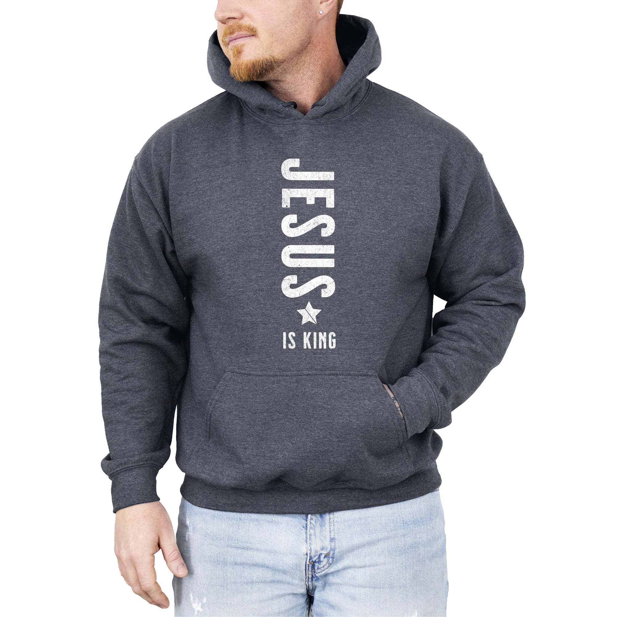 Jesus Is King Religious Gospel Faith Christian Believer For The Faithful Hooded Sweatshirt