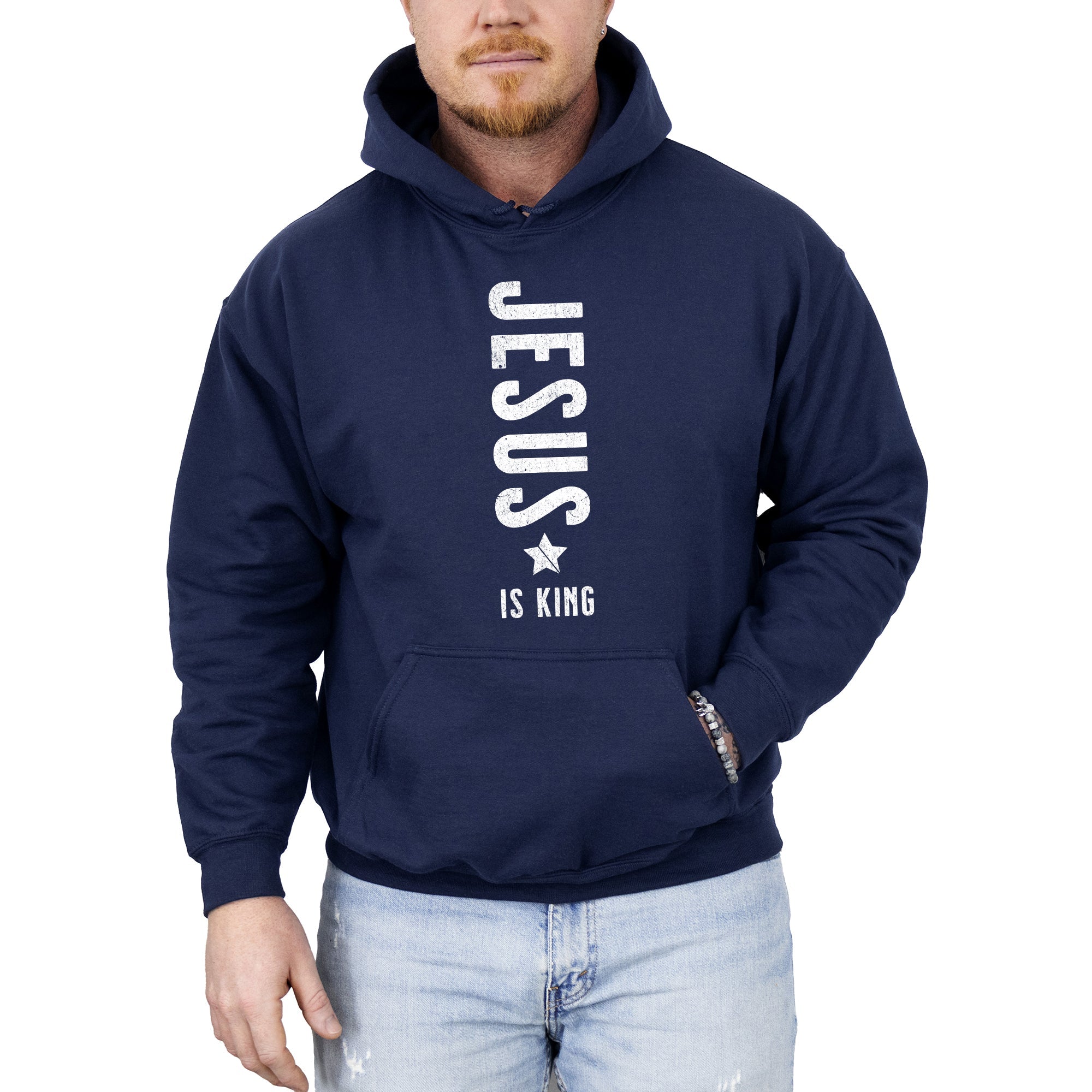 Jesus Is King Religious Gospel Faith Christian Believer For The Faithful Hooded Sweatshirt