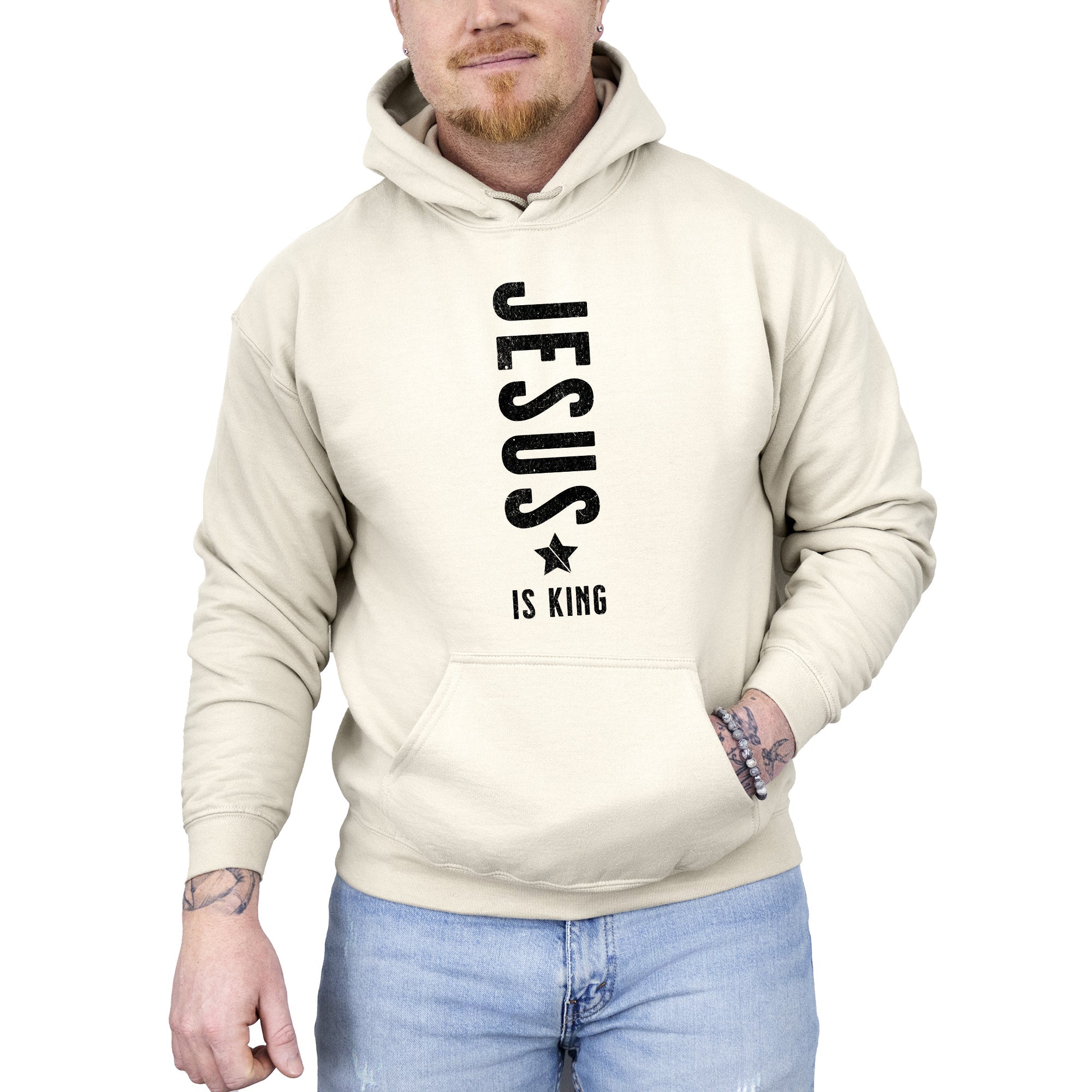 Jesus Is King Religious Gospel Faith Christian Believer For The Faithful Hooded Sweatshirt