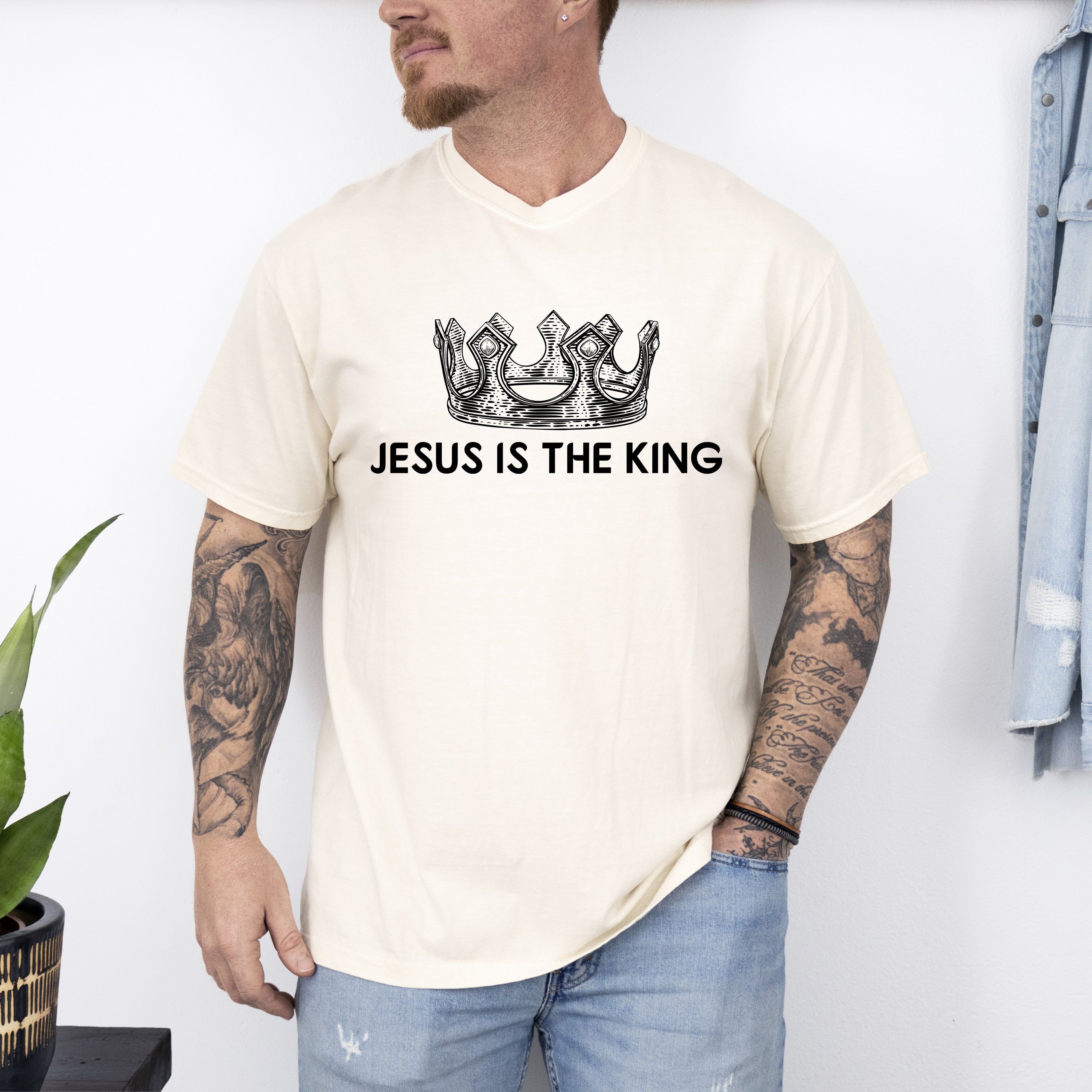 Jesus Is The King Crown Gospel Faith Christian Vintage Inspired Religious Comfort Colors Tee