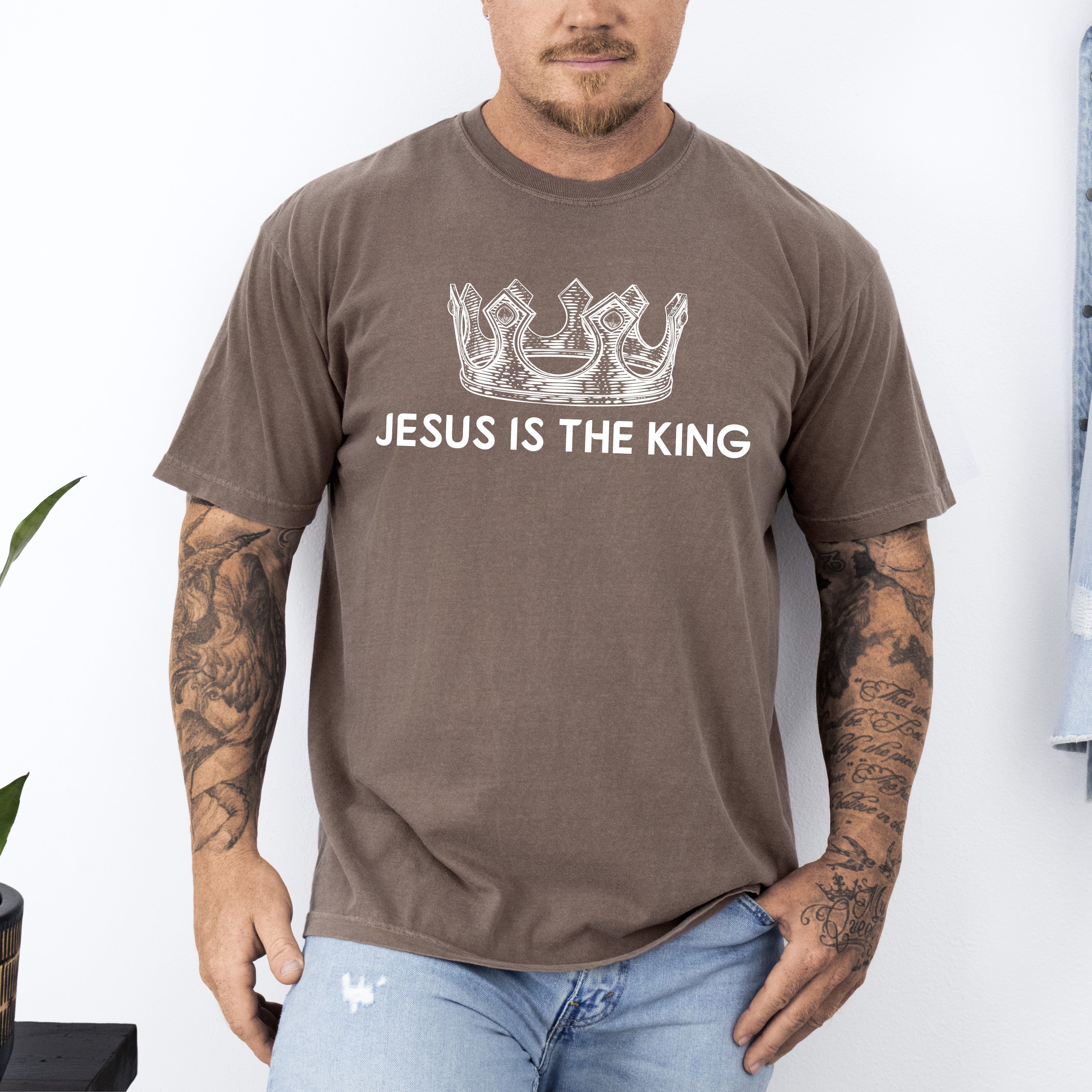 Jesus Is The King Crown Gospel Faith Christian Vintage Inspired Religious Comfort Colors Tee