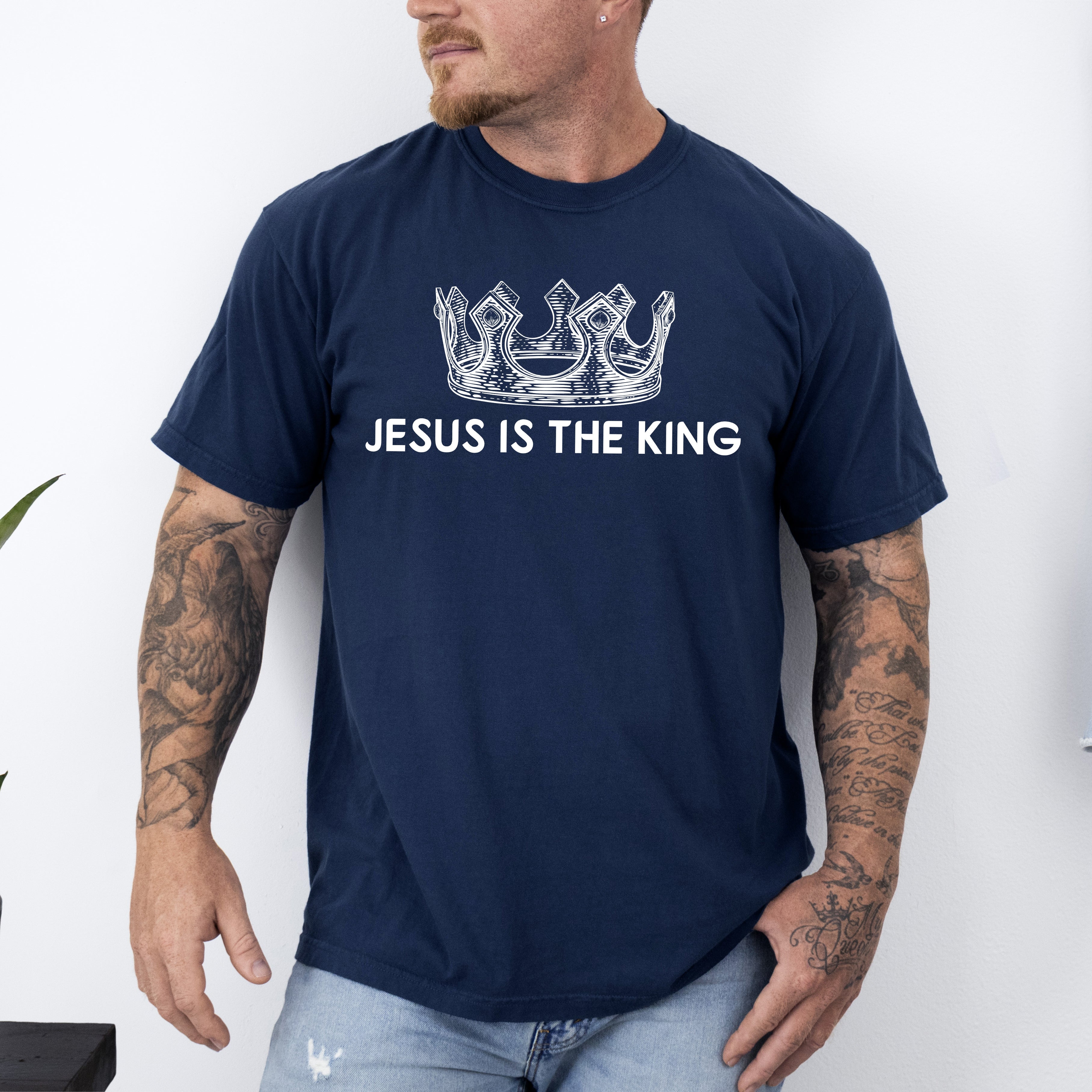 Jesus Is The King Crown Gospel Faith Christian Vintage Inspired Religious Comfort Colors Tee