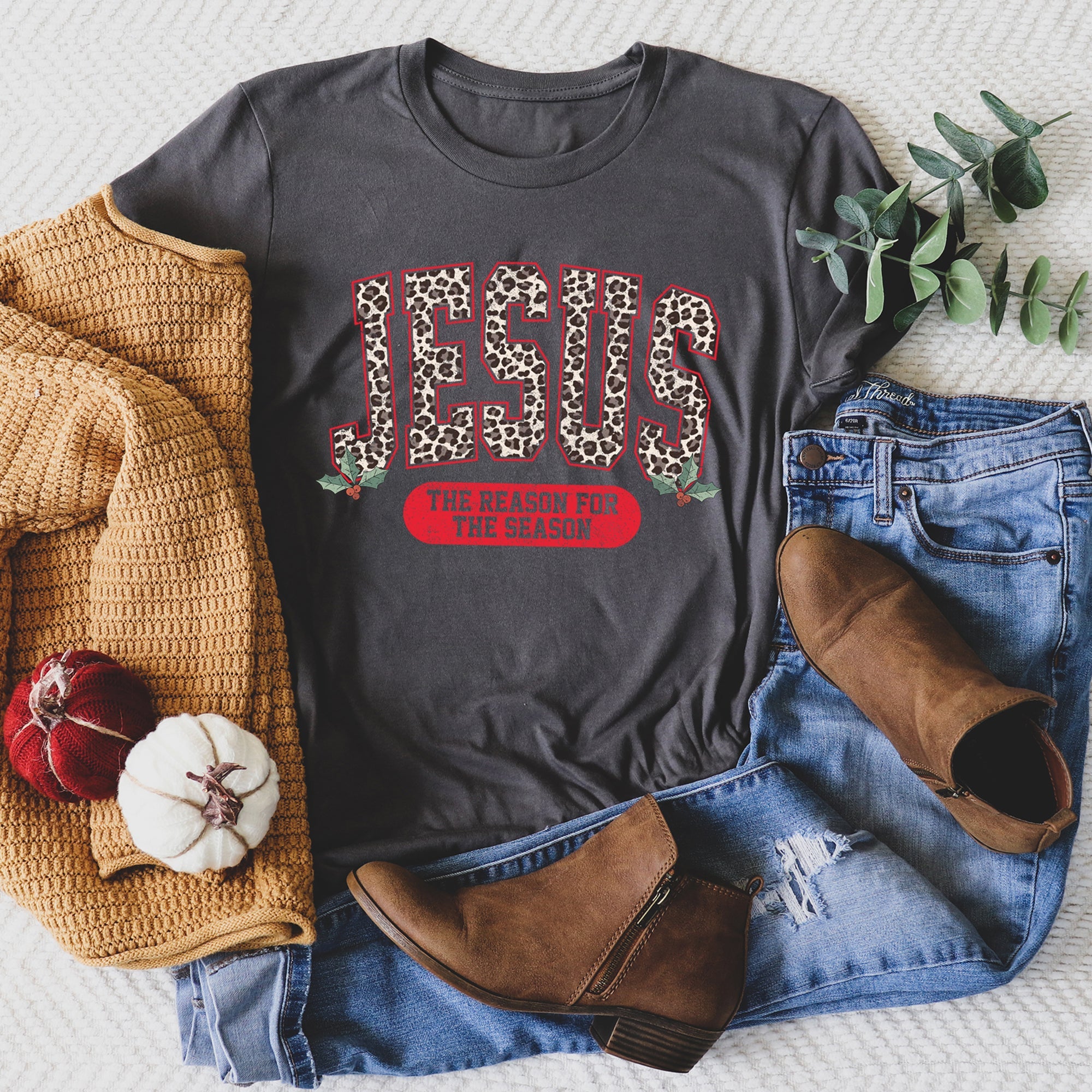 Jesus, Reason For The Season Leopard Print Christian Holiday Limited Edition Graphic Tee