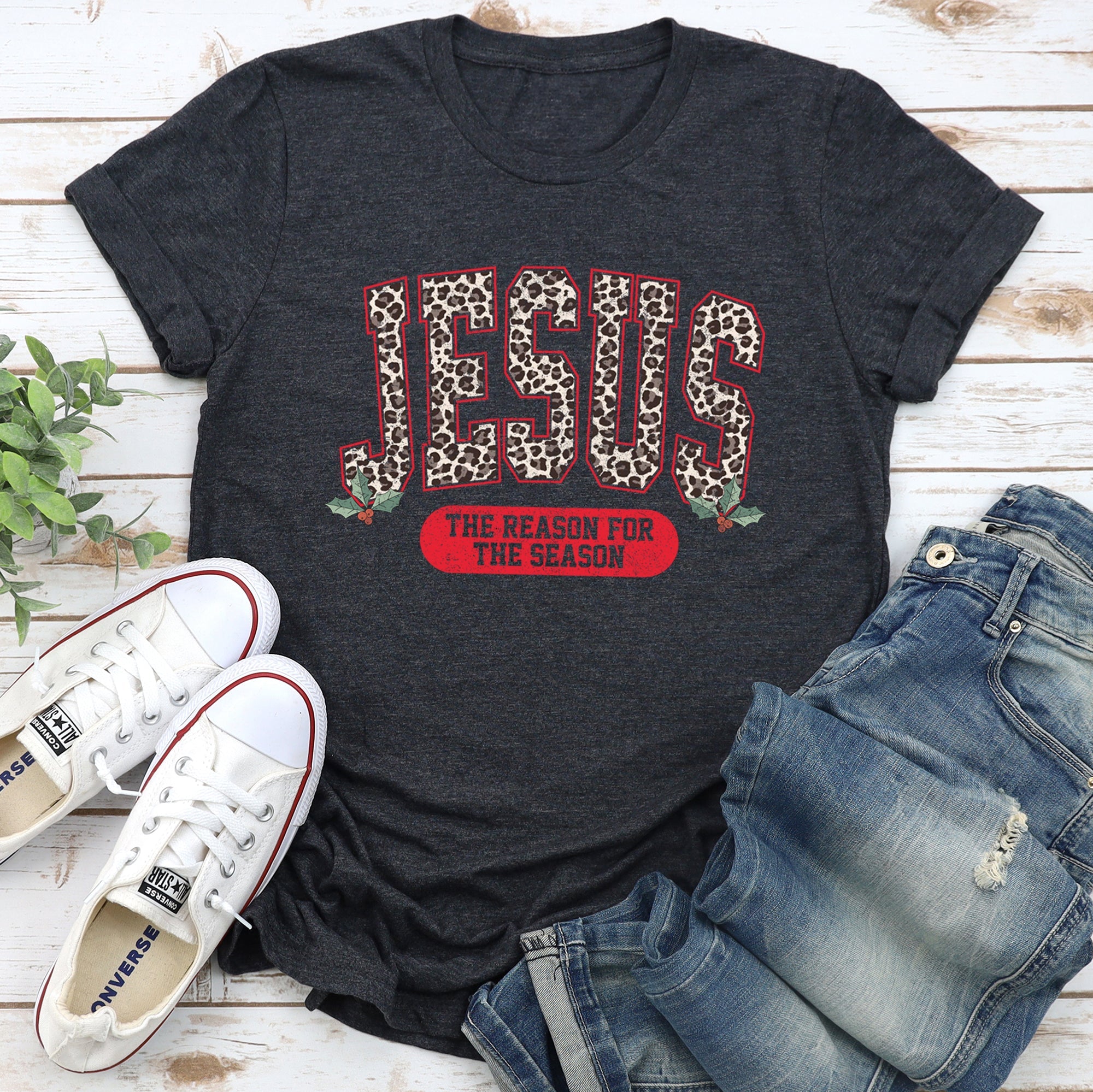 Jesus, Reason For The Season Leopard Print Christian Holiday Limited Edition Graphic Tee