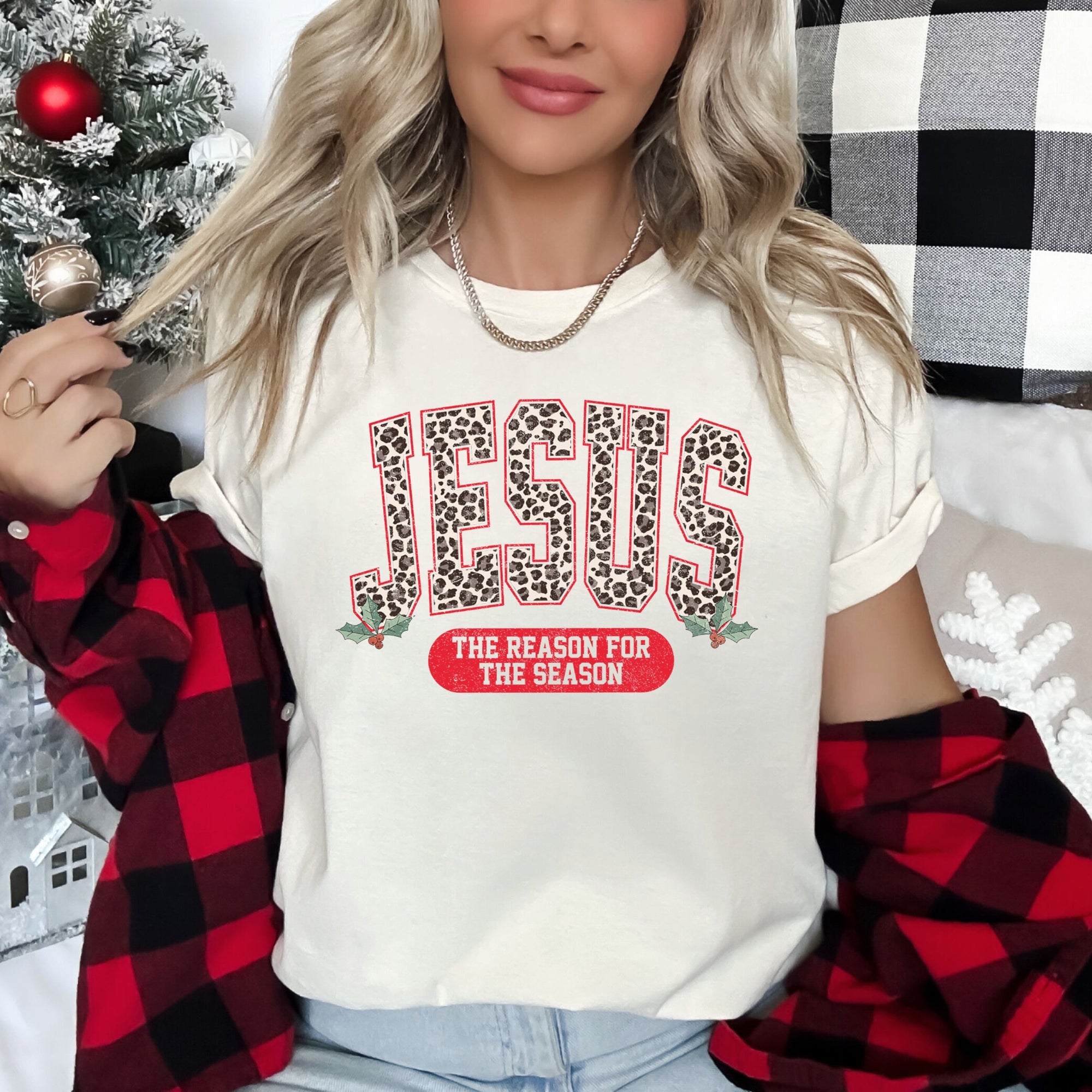 Jesus, Reason For The Season Leopard Print Christian Holiday Limited Edition Graphic Tee