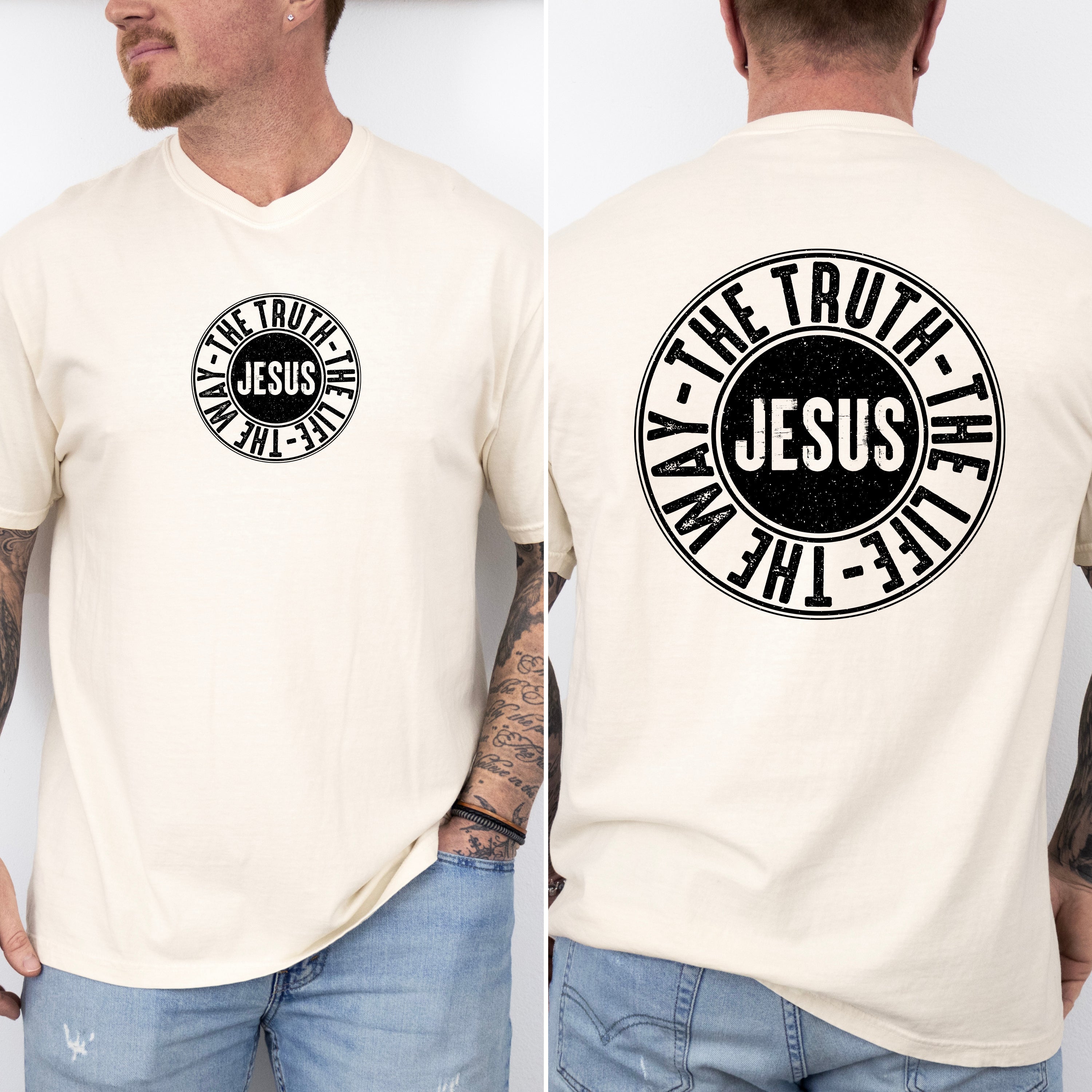 Jesus The Way The Truth The Life Circle Christian Gospel Faith Comfort Colors Tee