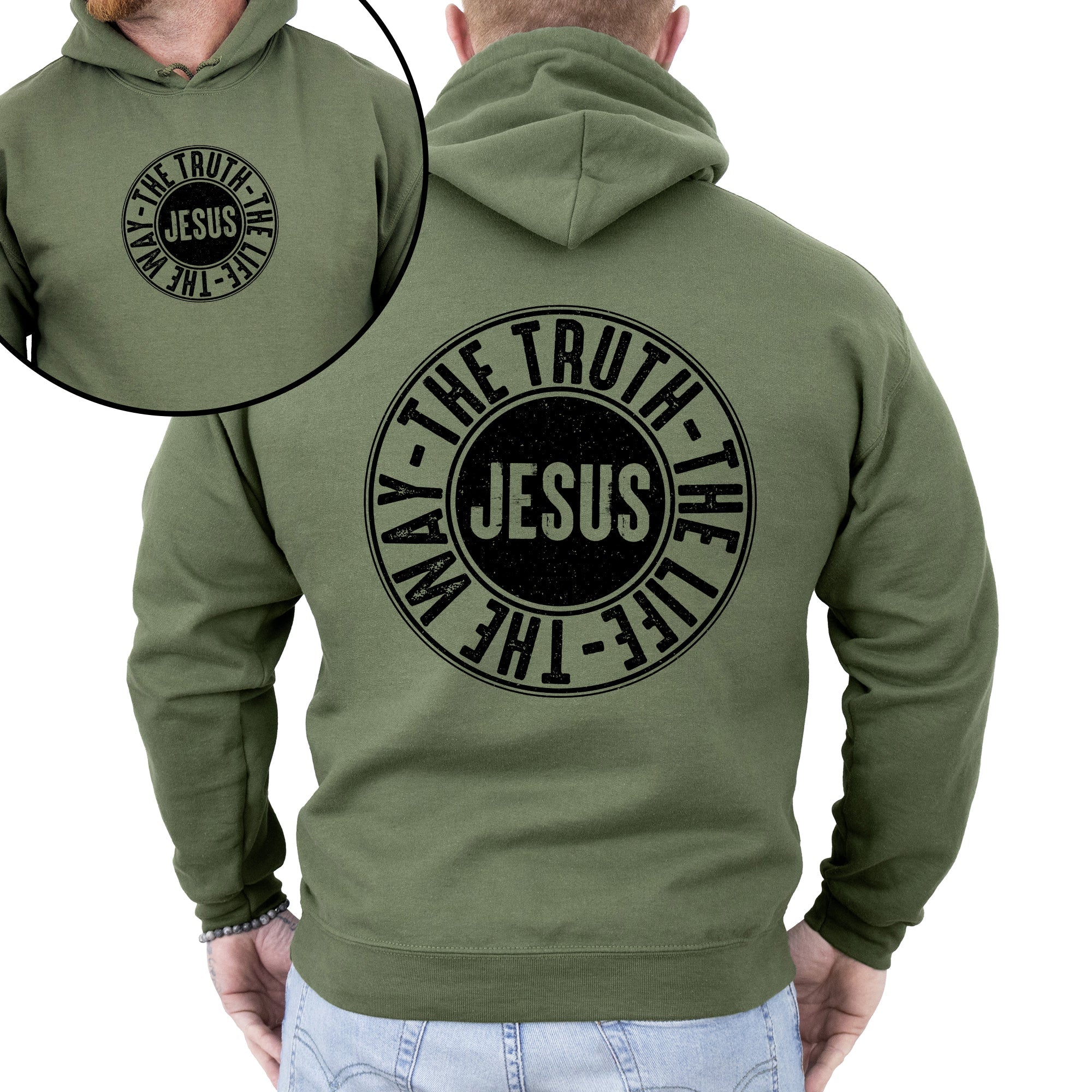 Jesus The Way The Truth The Life Circle Christian Religious Faith Gospel Graphic Hoodie