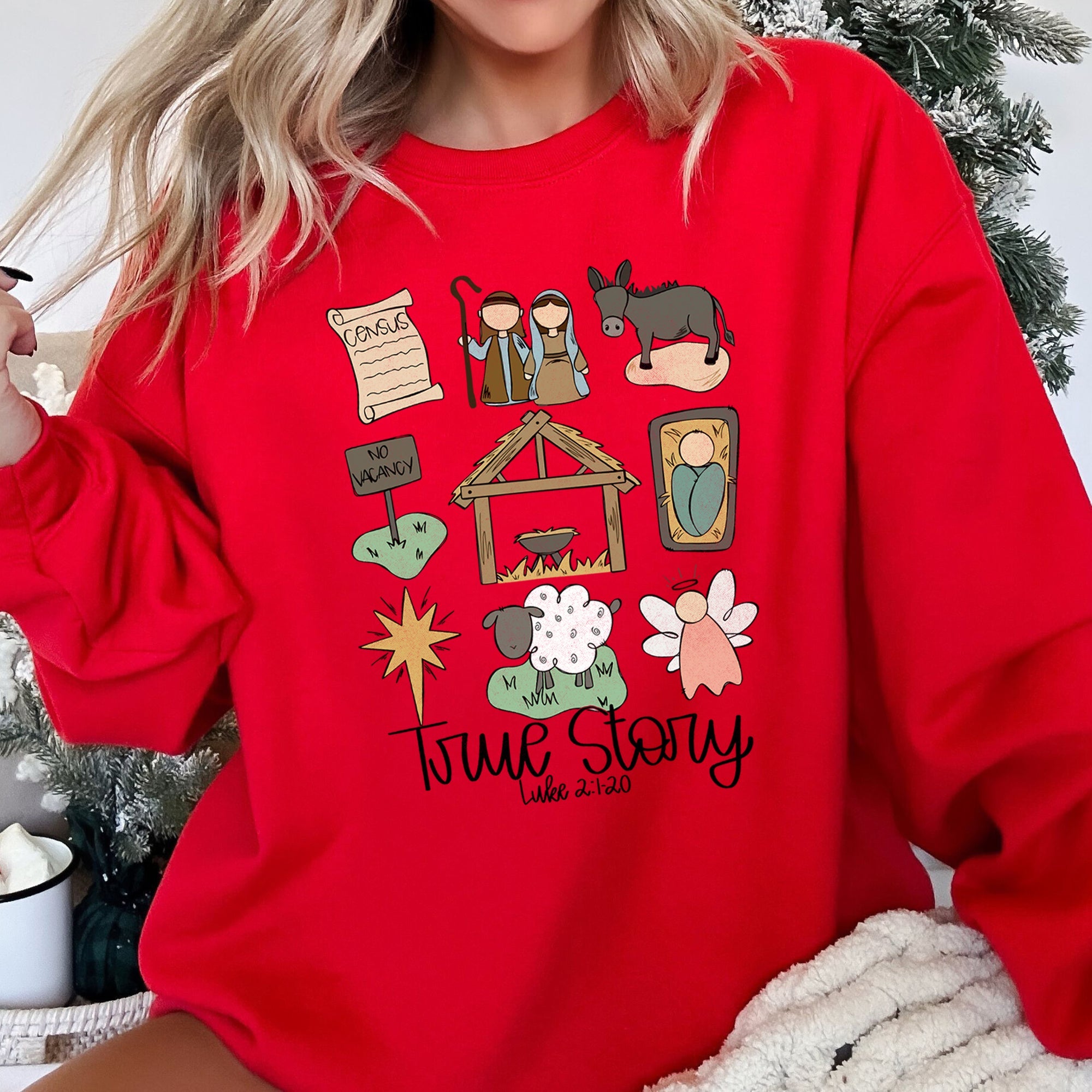 Jesus, True Story Christmas Religious Holiday Message For Faithful Hearts Sweatshirt