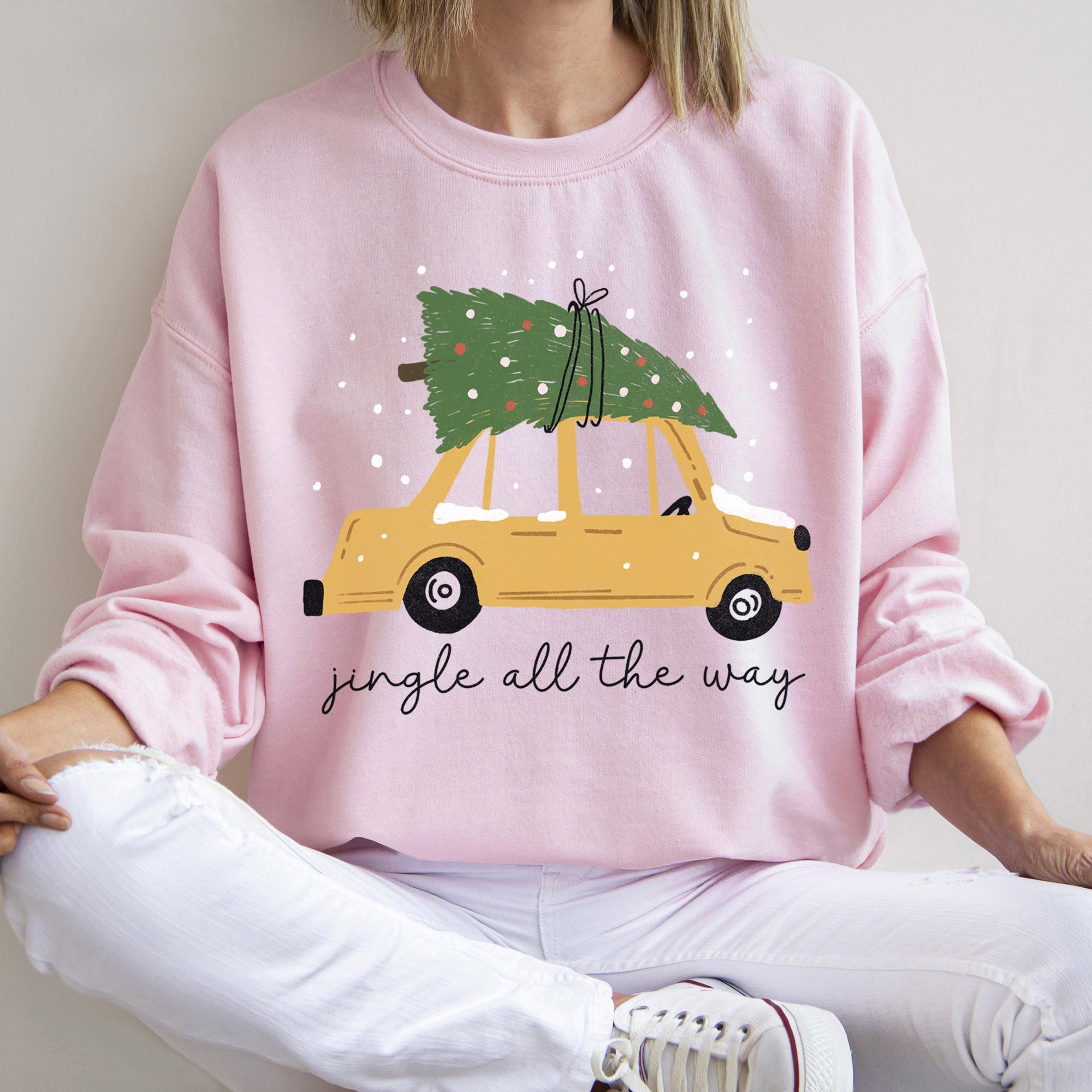 Jingle All The Way Retro Car Christmas Holiday Vintage Auto Lane Graphic Sweatshirt