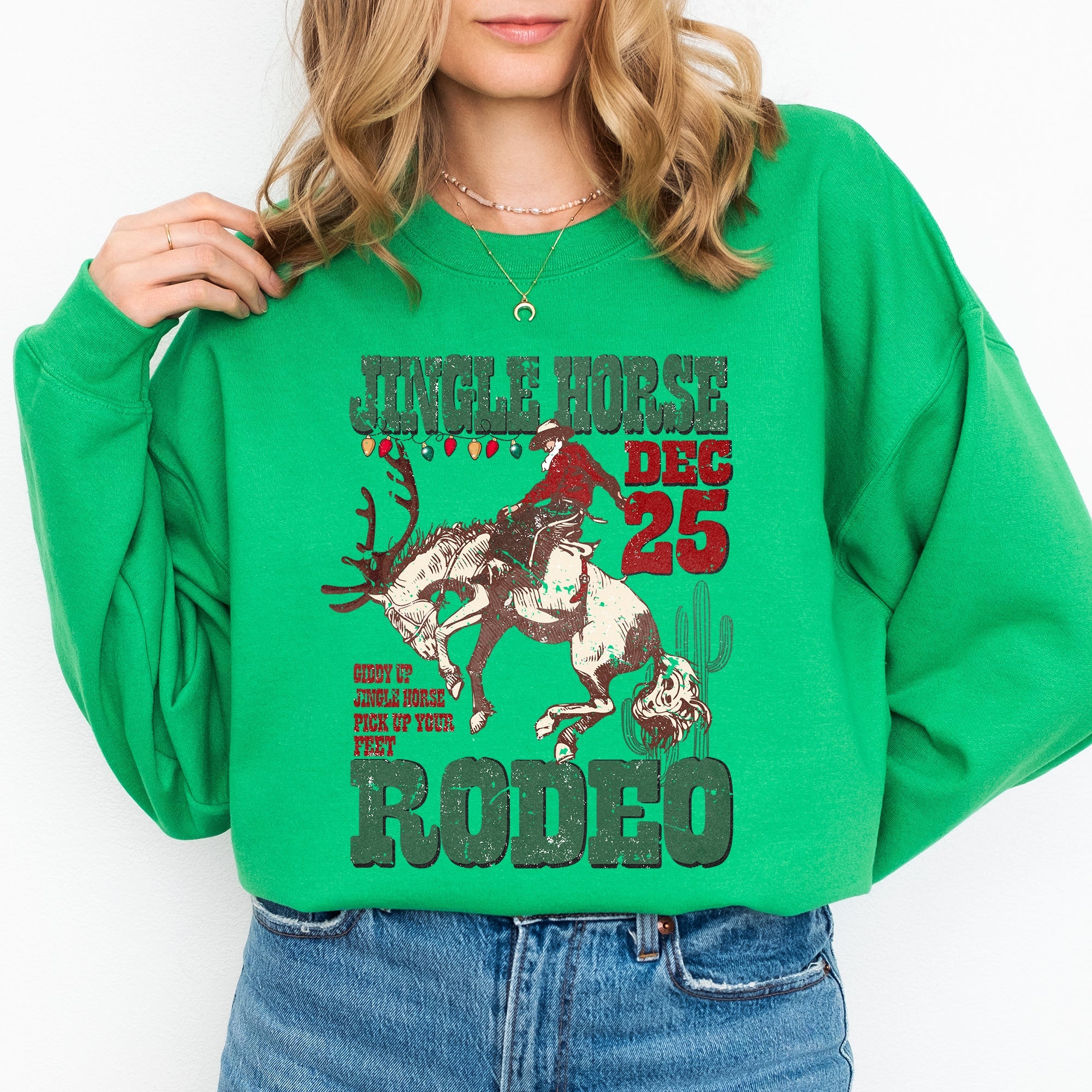 Jingle Horse Rodeo Christmas Cowboy Santa Xmas Western Country Holiday Sweatshirt