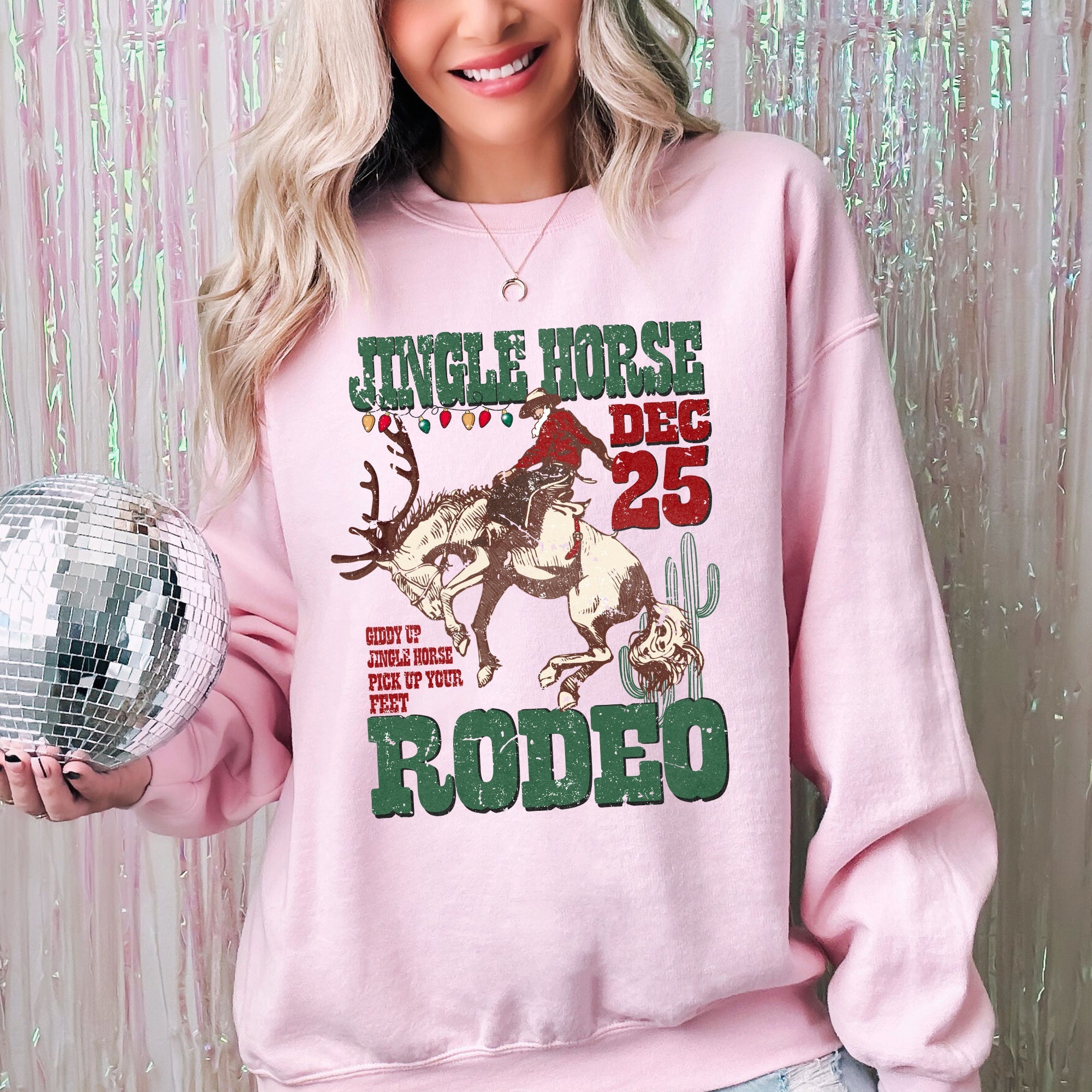 Jingle Horse Rodeo Christmas Cowboy Santa Xmas Western Country Holiday Sweatshirt