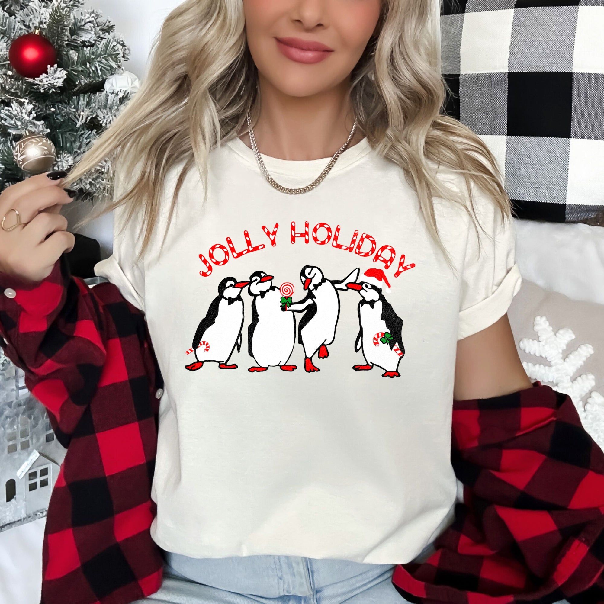 Jolly Holiday Penguins Winter Wonderland Christmas Parade Scene Celebration Edition Graphic Tee
