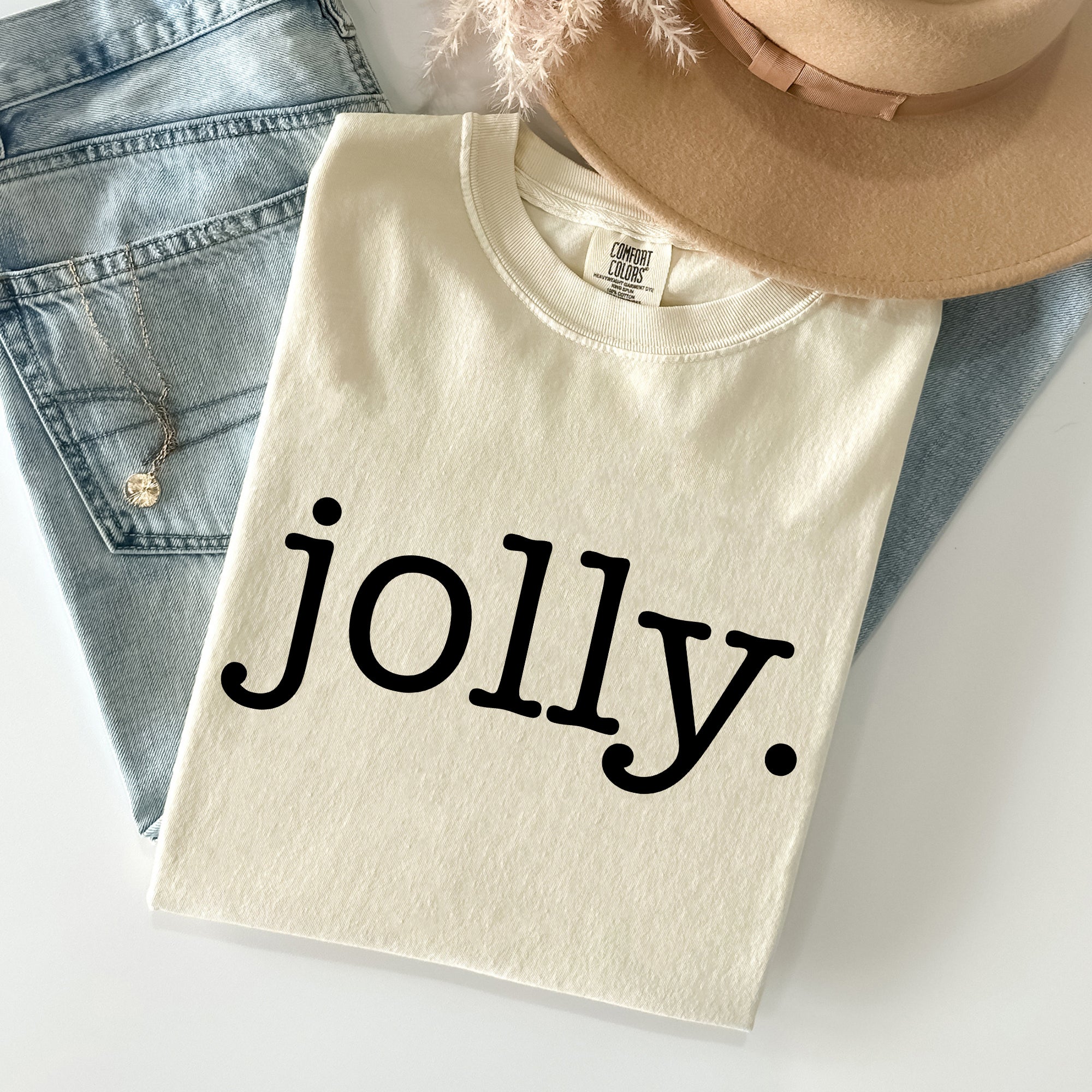 Jolly Classic Minimalist Christmas Winter Snow Santa Xmas Limited Edition Comfort Colors Tee