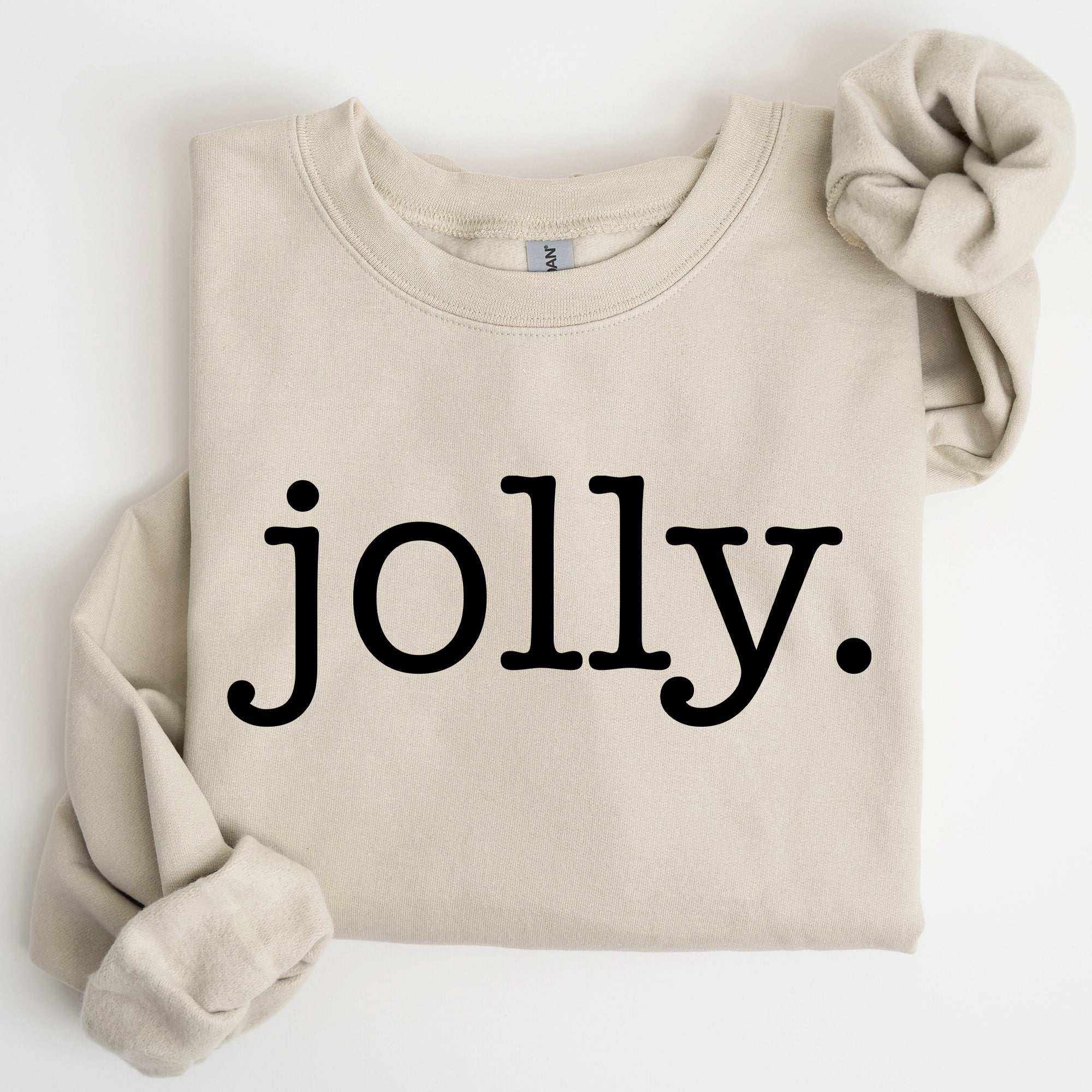 Jolly Classic Minimalist Christmas Winter Snow Santa Festive Cozy Fleece Lined Sweatshirt