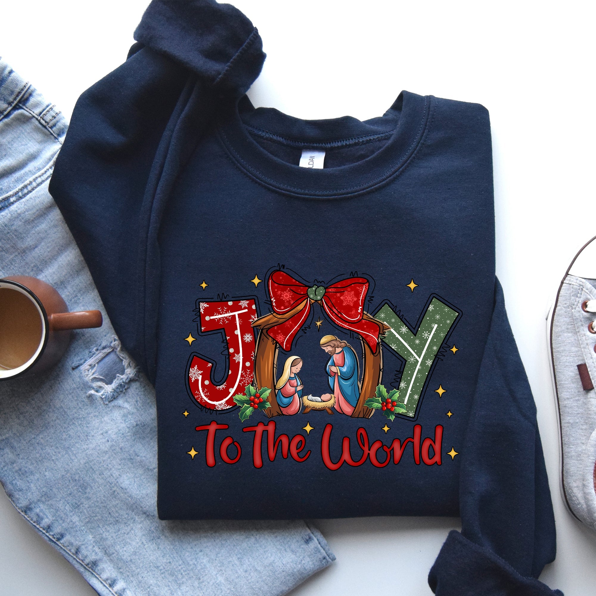 Joy To The World True Story Christian Nativity Christmas Religious Inspirational Holiday Sweatshirt