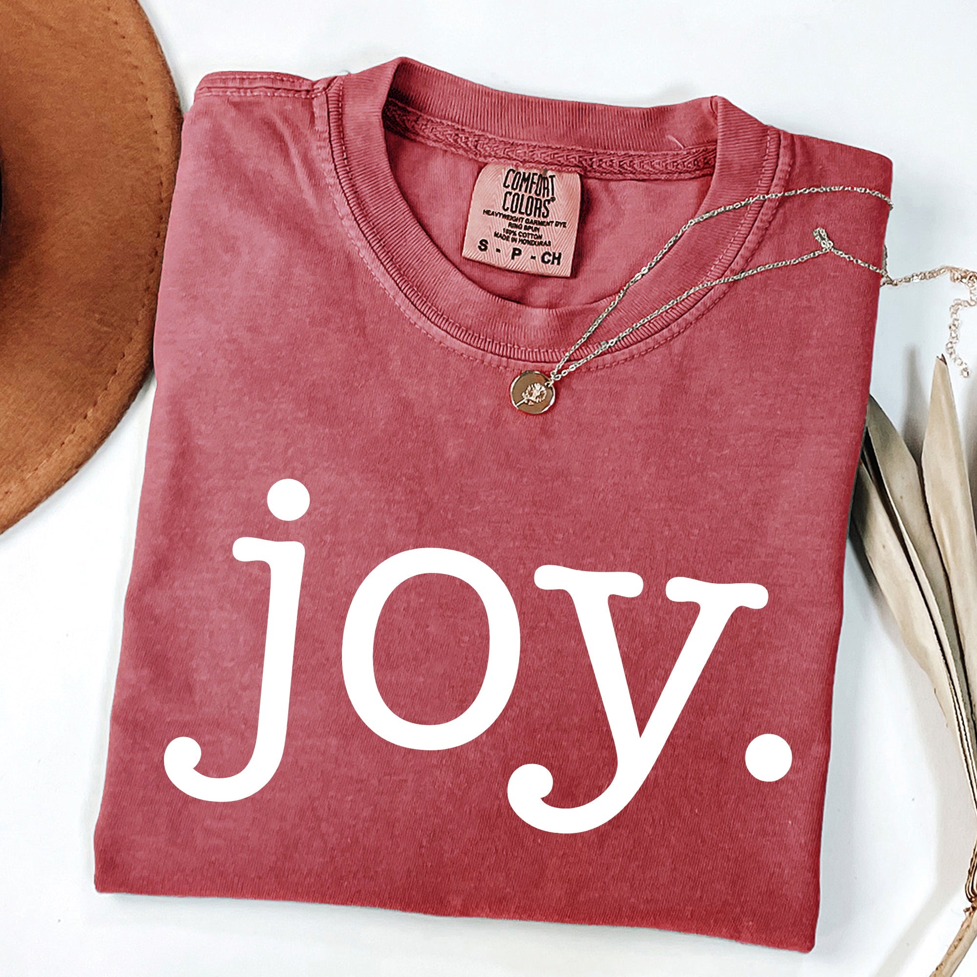 Joy Classic Minimalist Christmas Winter Snow Santa Xmas Holiday Cheer Comfort Colors Tee