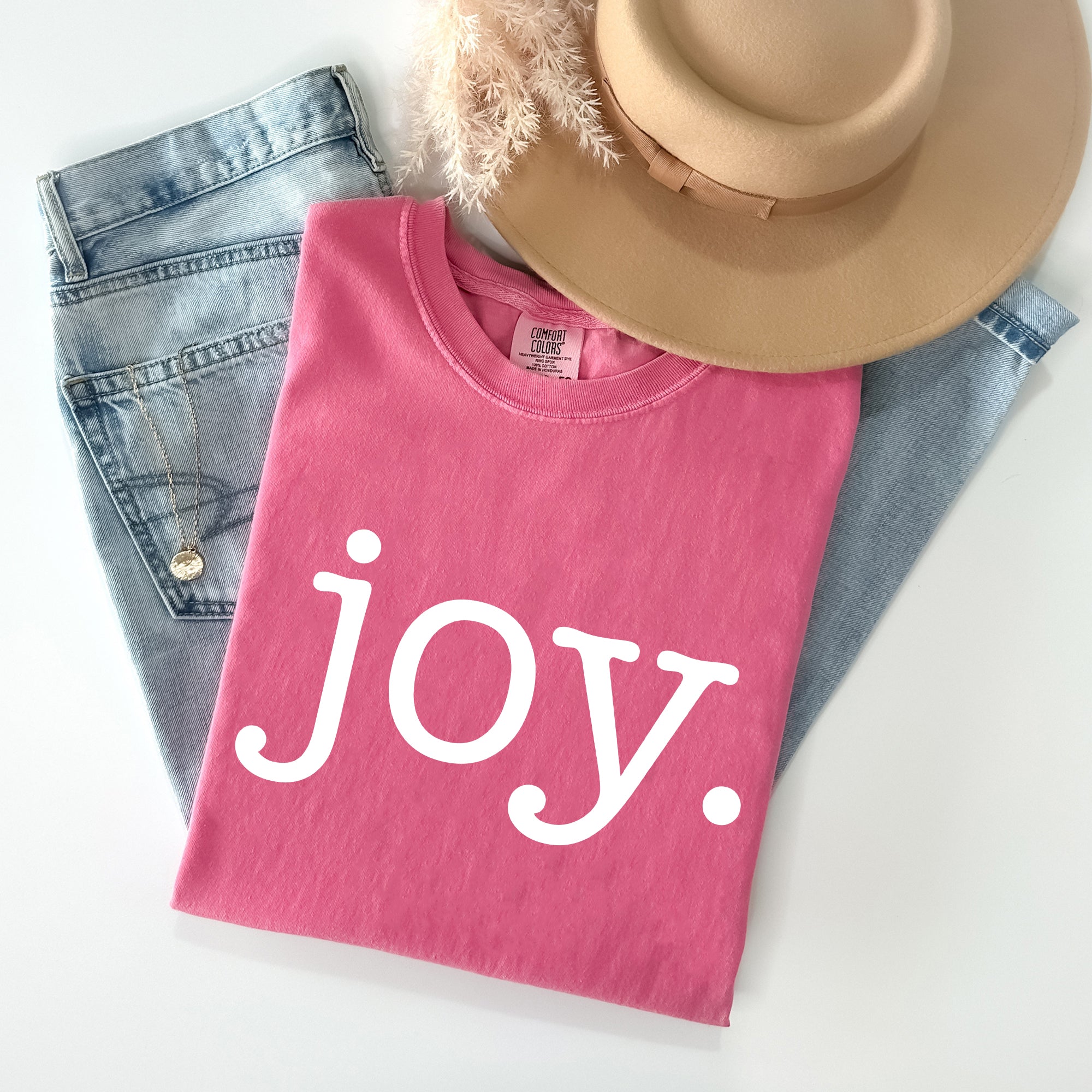 Joy Classic Minimalist Christmas Winter Snow Santa Xmas Holiday Cheer Comfort Colors Tee