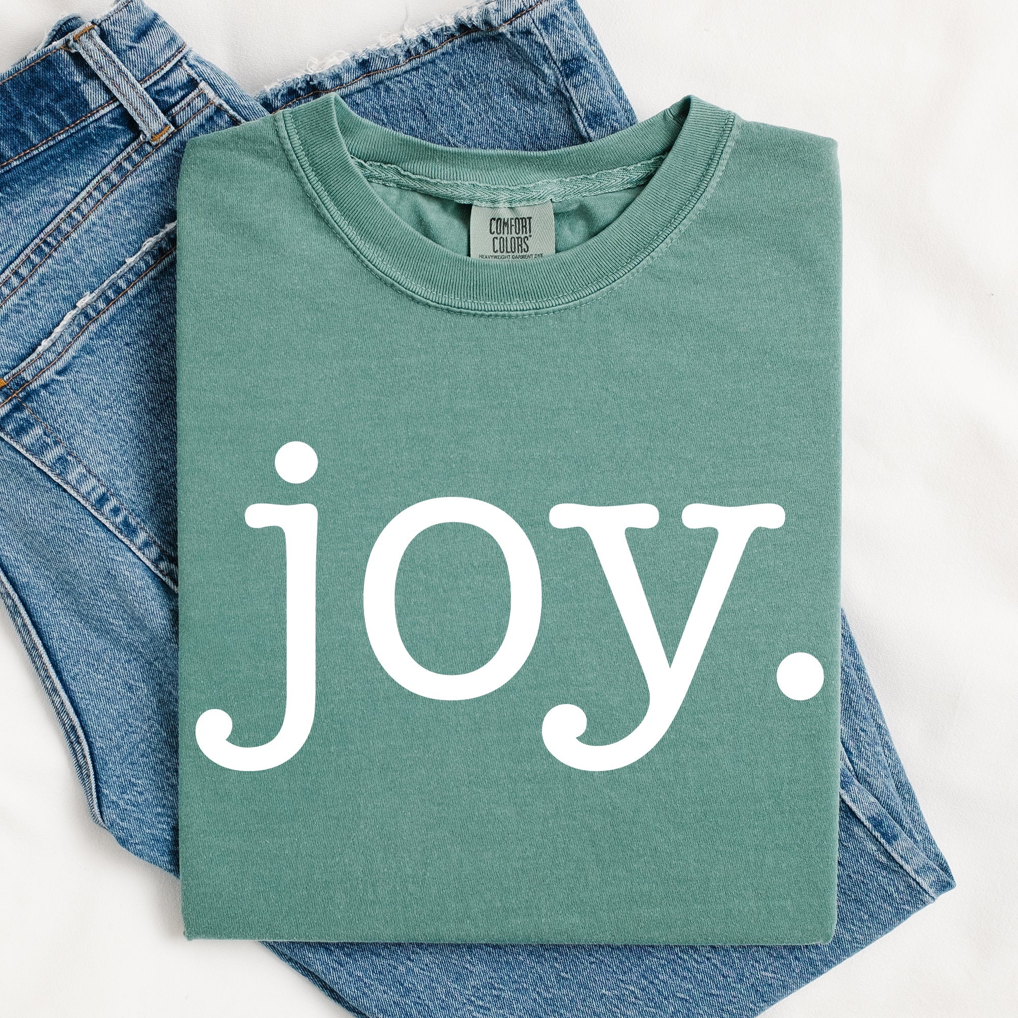 Joy Classic Minimalist Christmas Winter Snow Santa Xmas Holiday Cheer Comfort Colors Tee