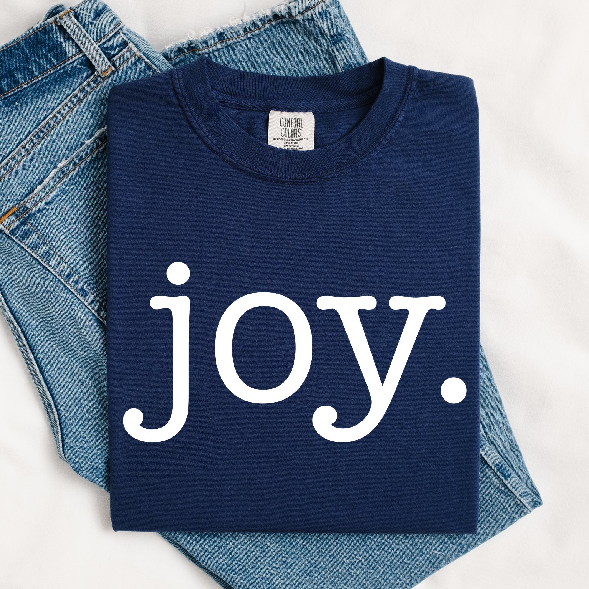 Joy Classic Minimalist Christmas Winter Snow Santa Xmas Holiday Cheer Comfort Colors Tee