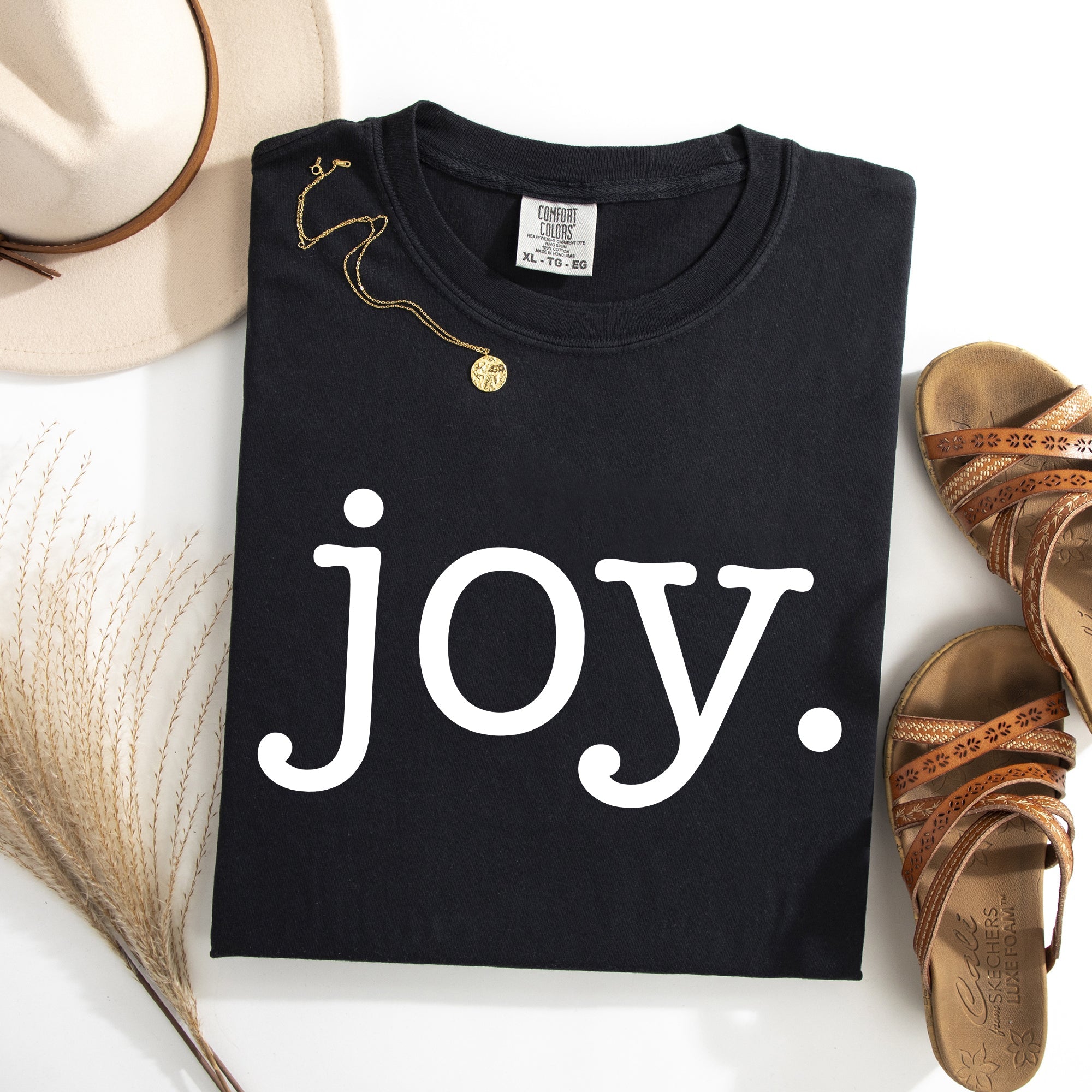Joy Classic Minimalist Christmas Winter Snow Santa Xmas Holiday Cheer Comfort Colors Tee
