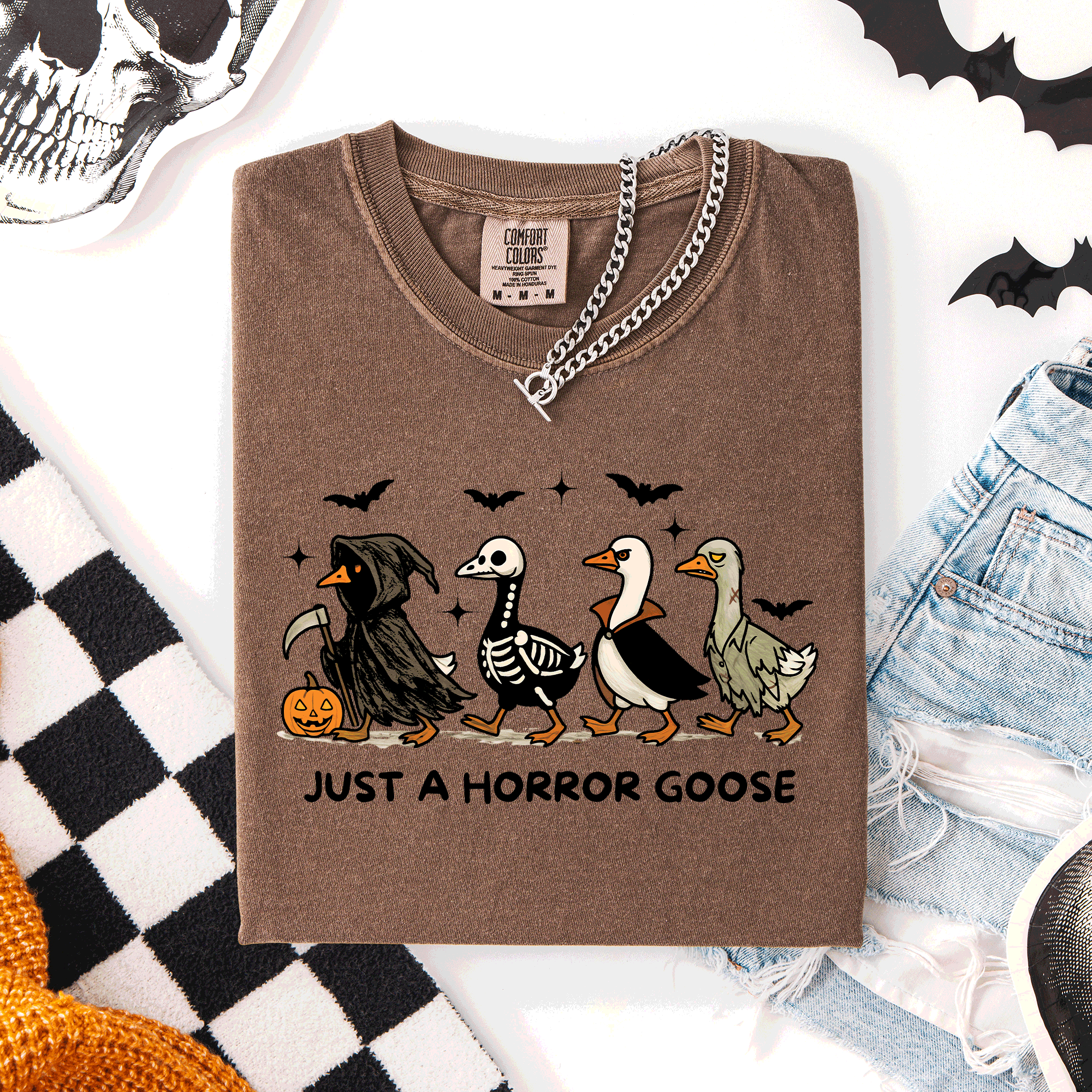 Just A Horror Goose Halloween Spooky Cute Edition Exclusive Limited Comfort Colors Tee