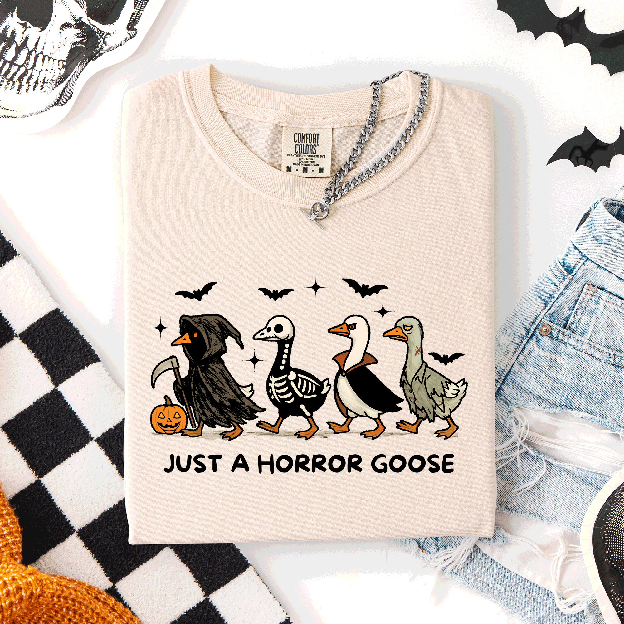 Just A Horror Goose Halloween Spooky Cute Edition Exclusive Limited Comfort Colors Tee