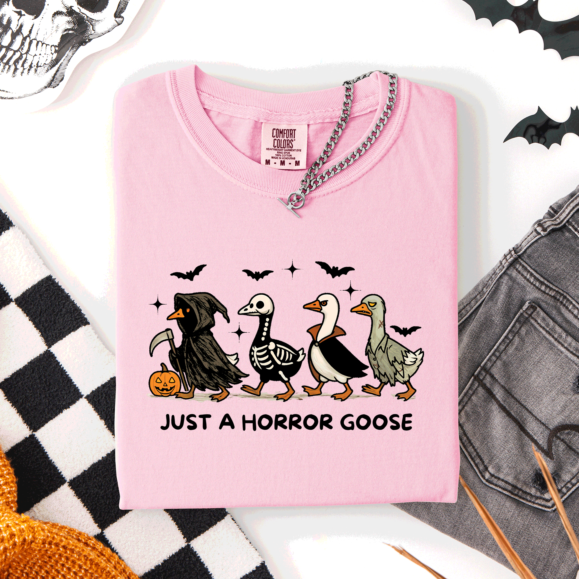 Just A Horror Goose Halloween Spooky Cute Edition Exclusive Limited Comfort Colors Tee