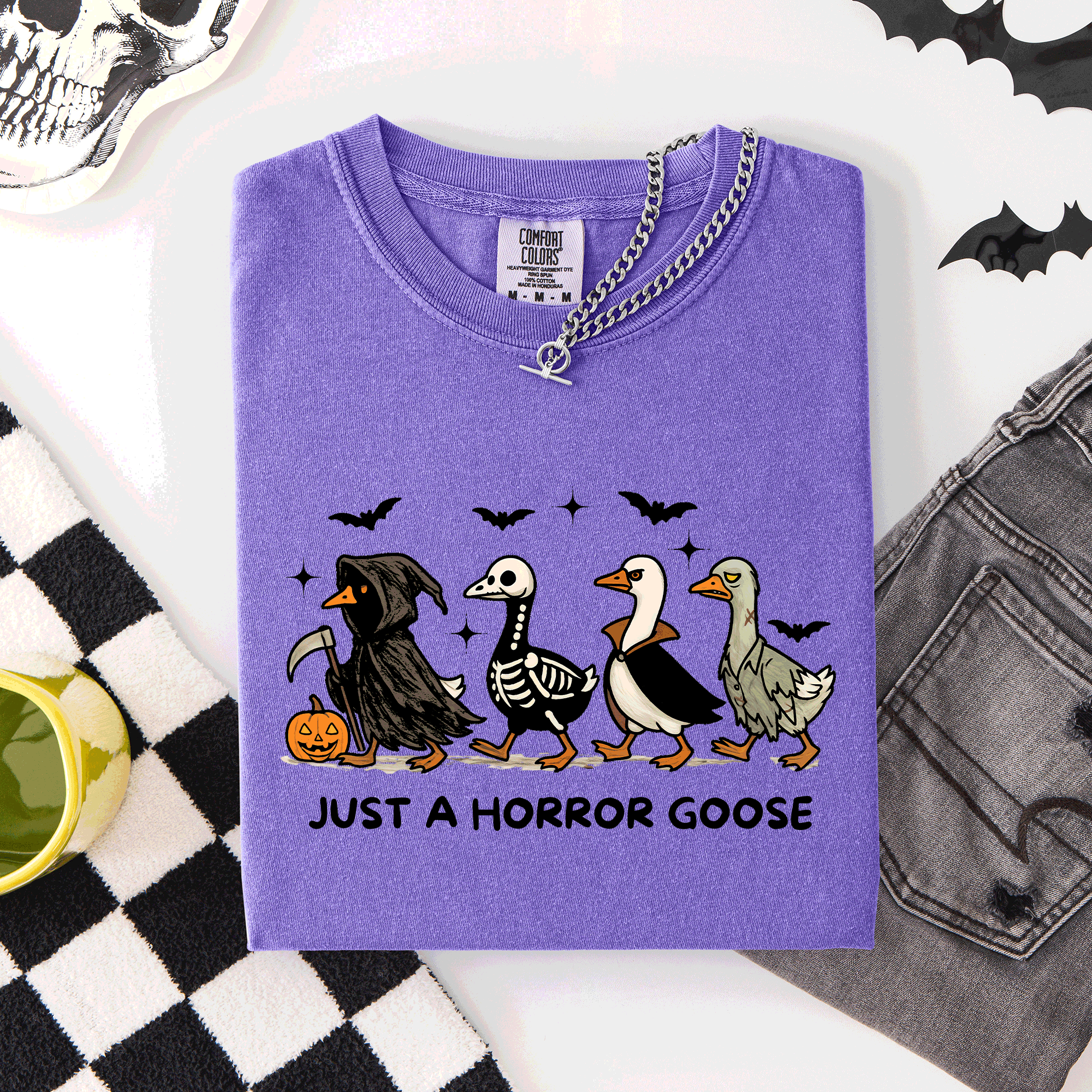 Just A Horror Goose Halloween Spooky Cute Edition Exclusive Limited Comfort Colors Tee