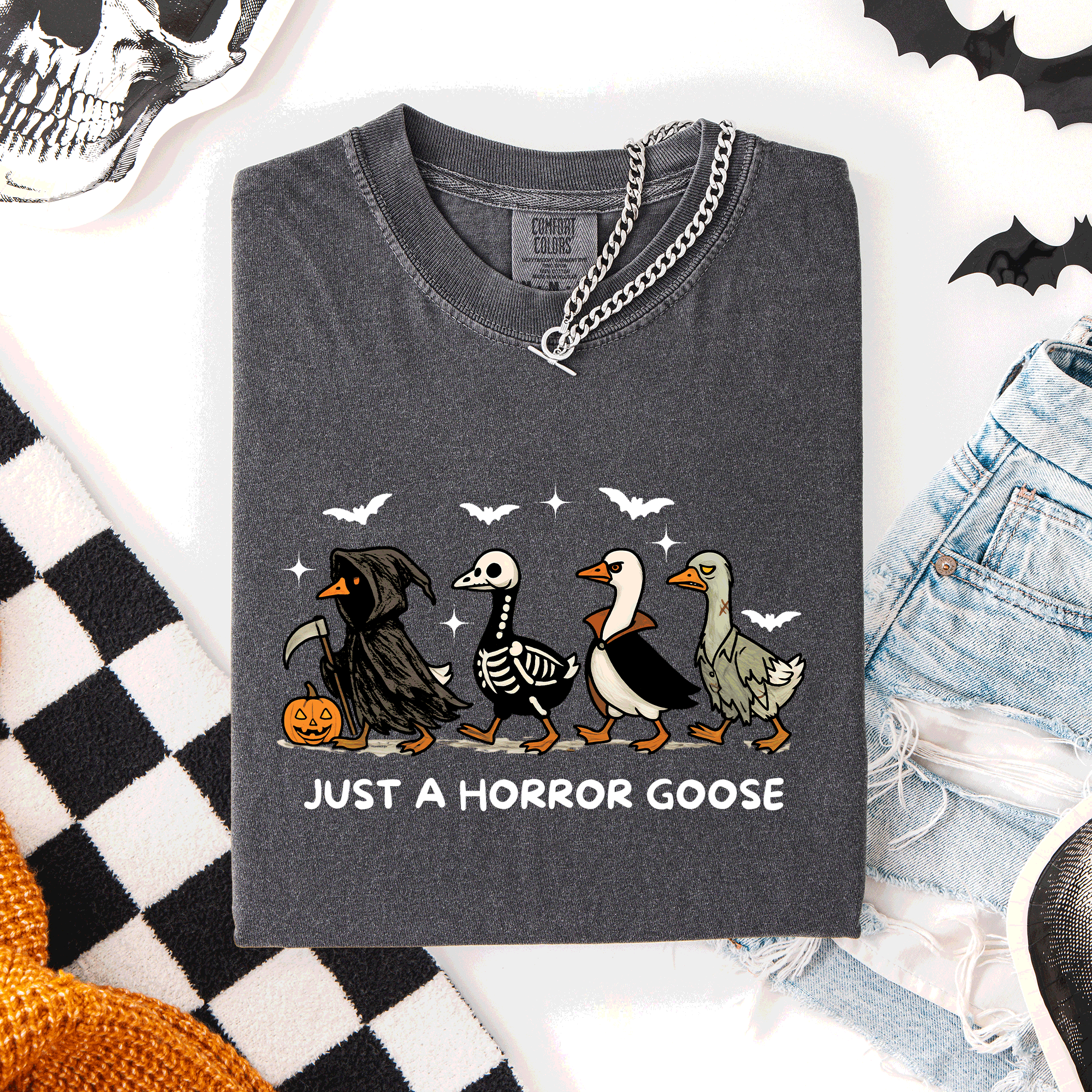 Just A Horror Goose Halloween Spooky Cute Edition Exclusive Limited Comfort Colors Tee